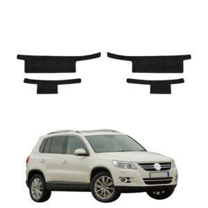 Komplektas 4w1 Juoda techninė apsauginė danga slenksčiams Volkswagen Tiguan 5D (2007-2011) GRIZZ HeavyDuty Black