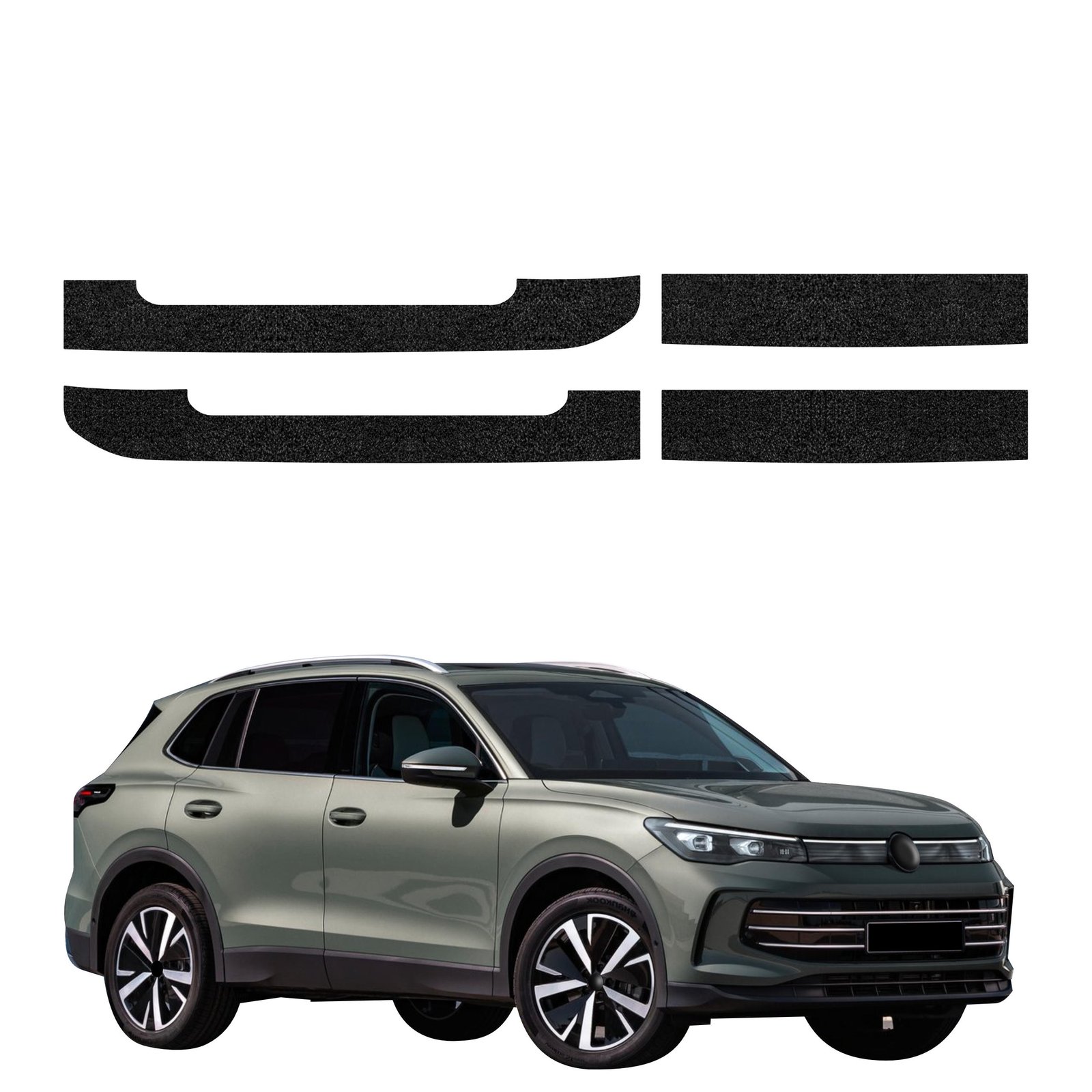 Komplektas 4w1 Juoda techninė apsauginė danga slenksčiams Volkswagen Tiguan 3 (2024-2026) GRIZZ HeavyDuty Black
