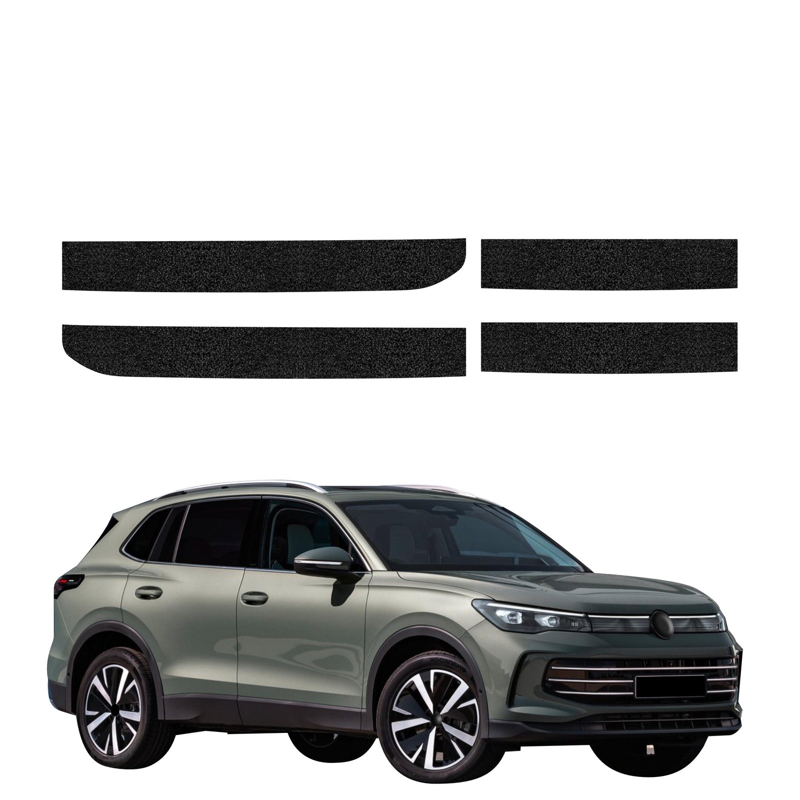Komplektas 4w1 Juoda techninė apsauginė danga slenksčiams be apsauginių uždengimų Volkswagen Tiguan 3 (2024-2026) GRIZZ HeavyDuty Black