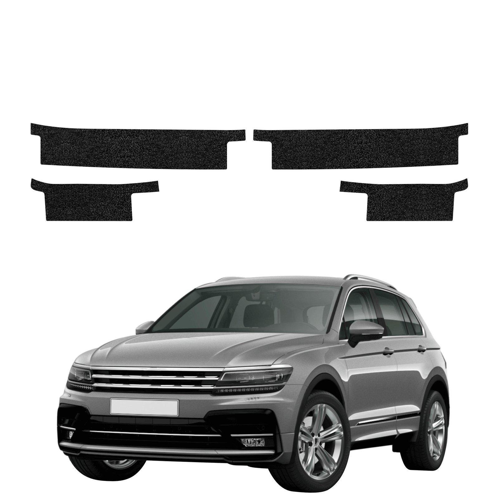 Komplektas 4w1 Juoda techninė apsauginė danga slenksčiams Volkswagen Tiguan 2 (2016-2020) GRIZZ HeavyDuty Black