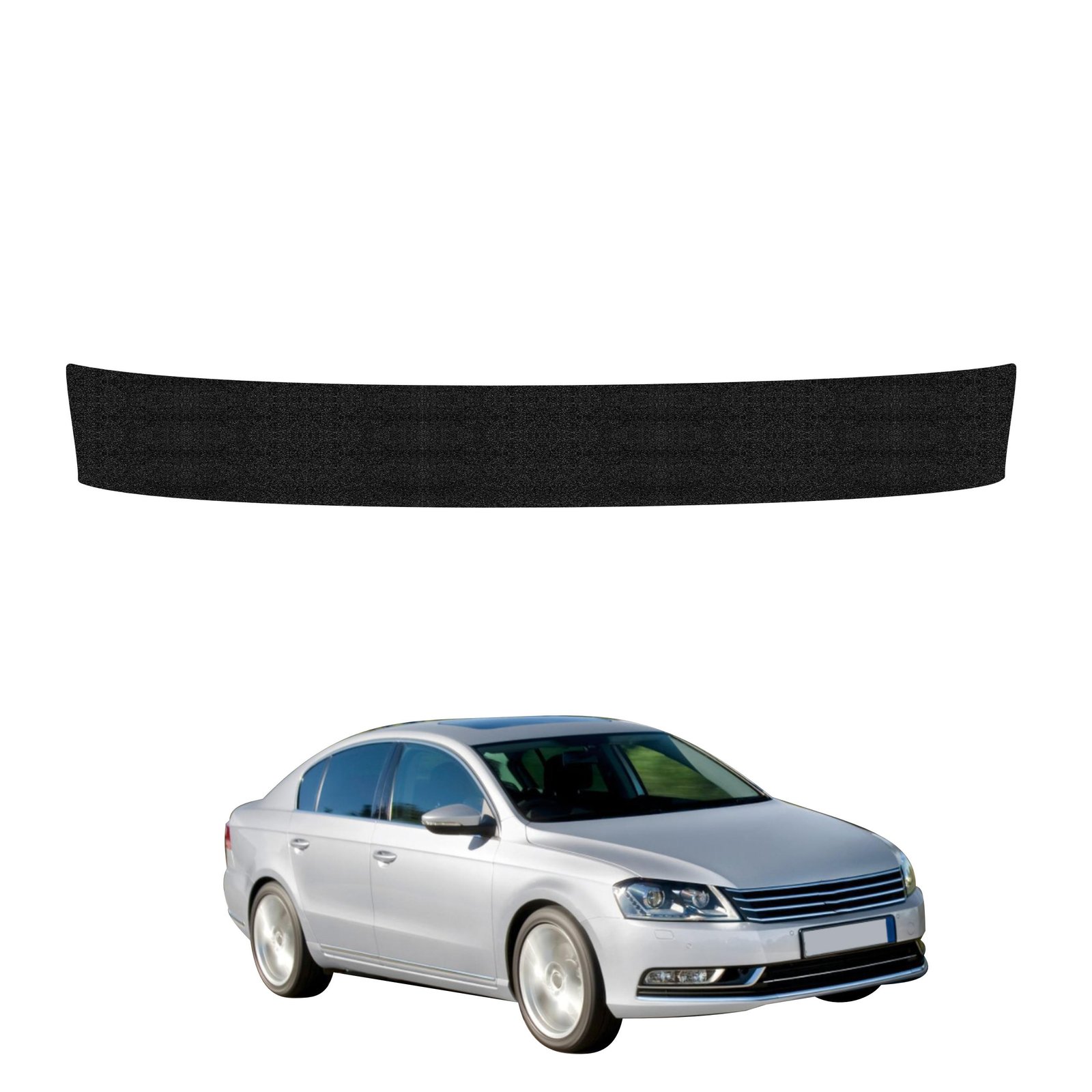 Juoda techninė apsauginė danga bagažinės slenksčiui Volkswagen Passat B7 Sedan (2010-2014) GRIZZ HeavyDuty Black