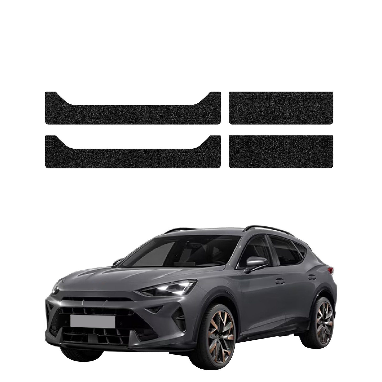 Komplektas 4w1 Juoda techninė apsauginė danga slenksčiams Cupra Formentor Facelift (2024-2026) GRIZZ HeavyDuty Black