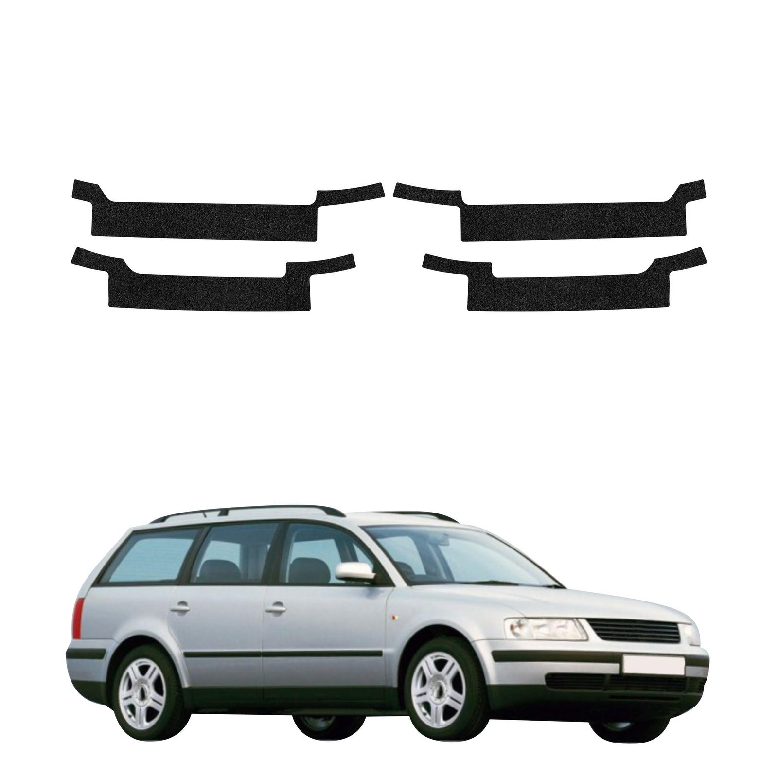 Komplektas 4w1 Juoda techninė apsauginė danga slenksčiams Volkswagen Passat B5 Variant (1996-2000) GRIZZ HeavyDuty Black