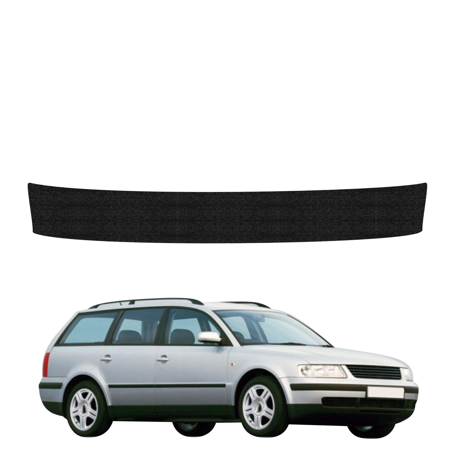 Juoda techninė apsauginė danga bagažinės slenksčiui Volkswagen Passat B5 Variant (1996-2000) GRIZZ HeavyDuty Black
