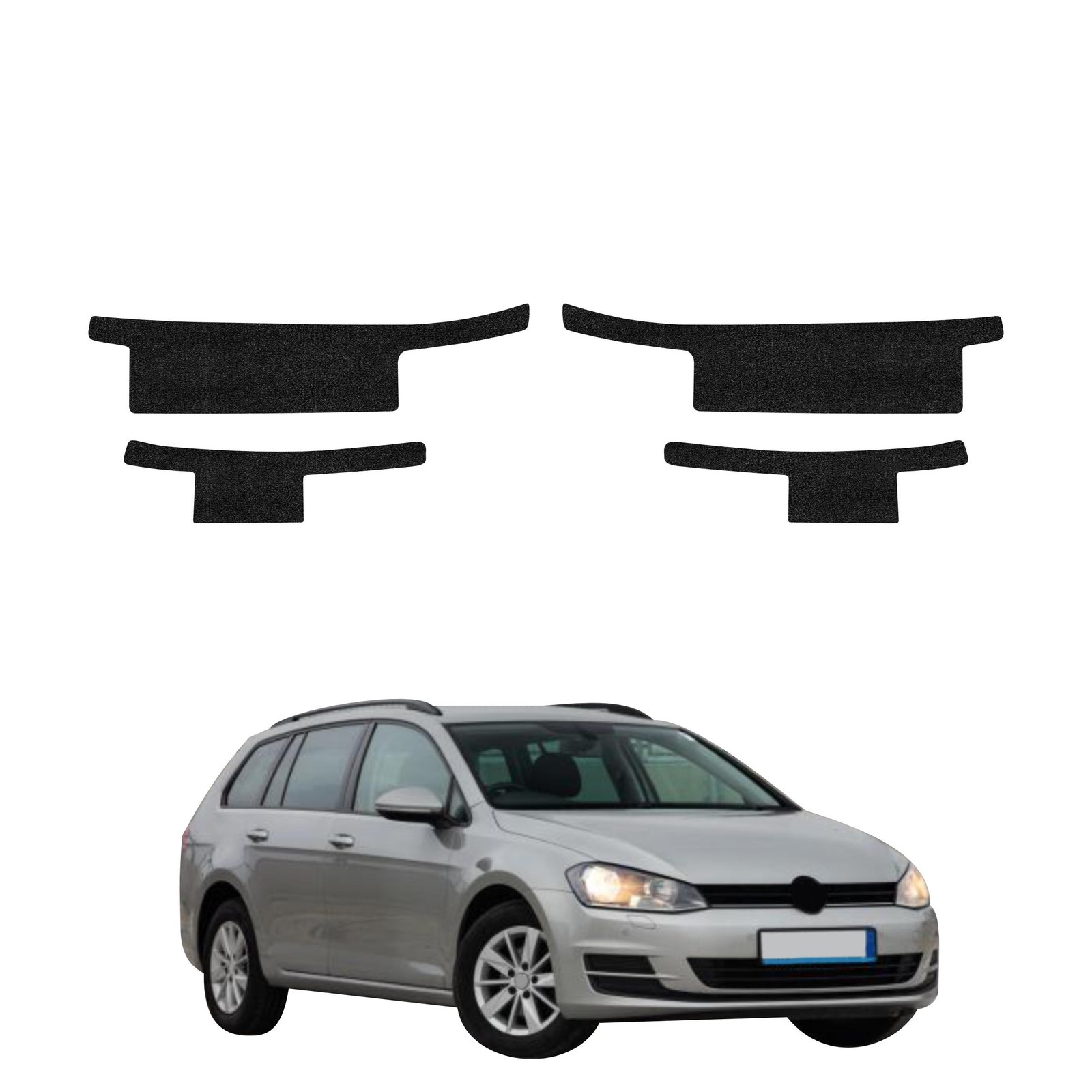 Komplektas 4w1 Juoda techninė apsauginė danga slenksčiams Volkswagen Golf 7 Variant (2013-2020) GRIZZ HeavyDuty Black