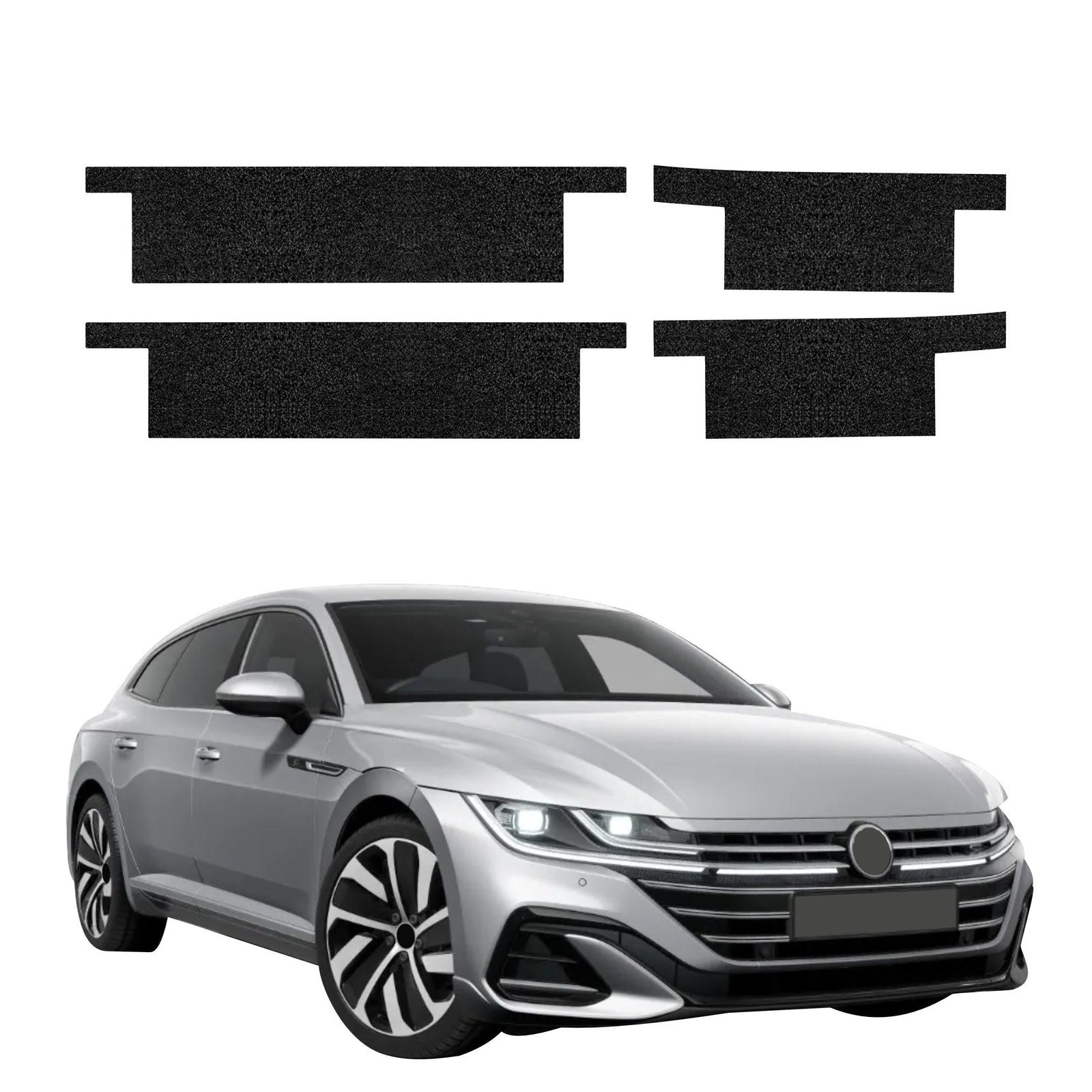 Komplektas 4w1 Juoda techninė apsauginė danga slenksčiams Volkswagen Arteon (2024-2025) GRIZZ HeavyDuty Black