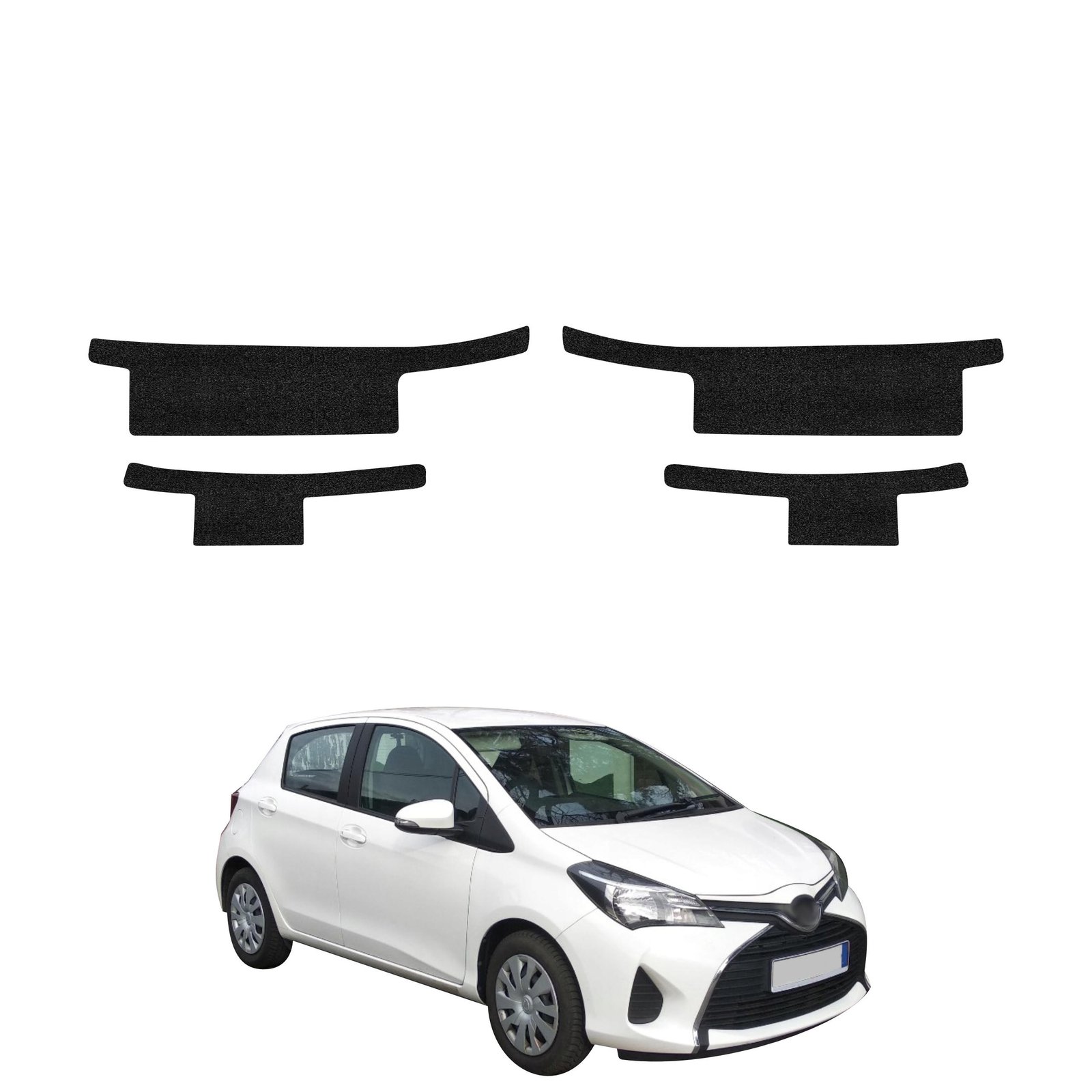 Komplektas 4w1 Juoda techninė apsauginė danga slenksčiams Toyota Yaris (2011-2016) GRIZZ HeavyDuty Black