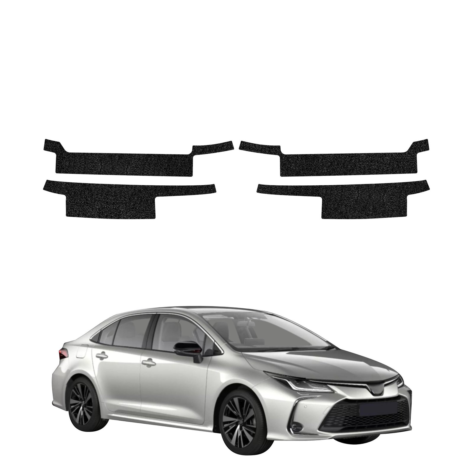 Komplektas 4w1 Juoda techninė apsauginė danga slenksčiams Toyota Corolla Sedan (2022-2026) GRIZZ HeavyDuty Black