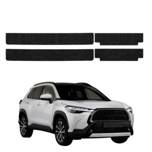Komplektas 4w1 Juoda techninė apsauginė danga slenksčiams Toyota Corolla Cross (2022-2026) GRIZZ HeavyDuty Black