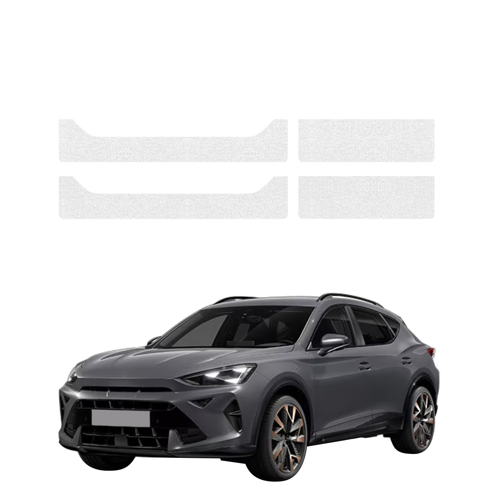 Komplektas 4w1 Bespalvė techninė apsauginė danga slenksčiams Cupra Formentor Facelift (2024-2026) GRIZZ HeavyDuty Clear
