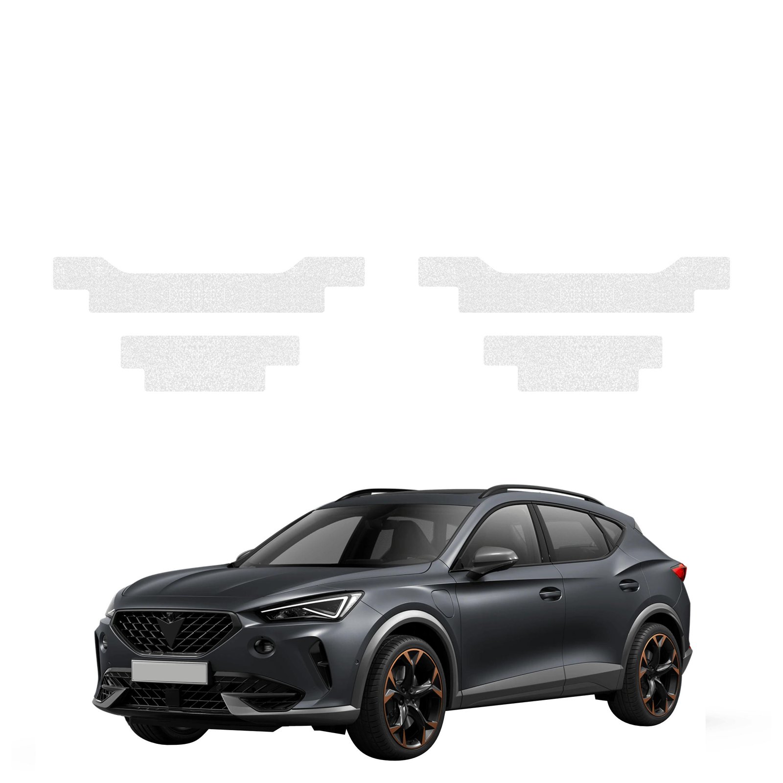 Komplektas 4w1 Bespalvė techninė apsauginė danga slenksčiams Cupra Formentor (2020-2024) GRIZZ HeavyDuty Clear