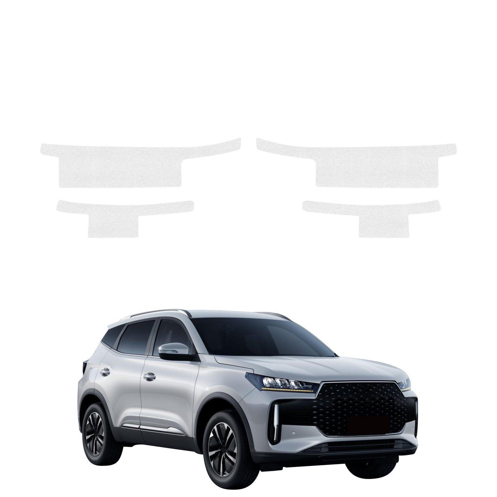 Komplektas 4w1 Bespalvė techninė apsauginė danga slenksčiams Chery Tiggo 4 (2025-2026) GRIZZ HeavyDuty Clear