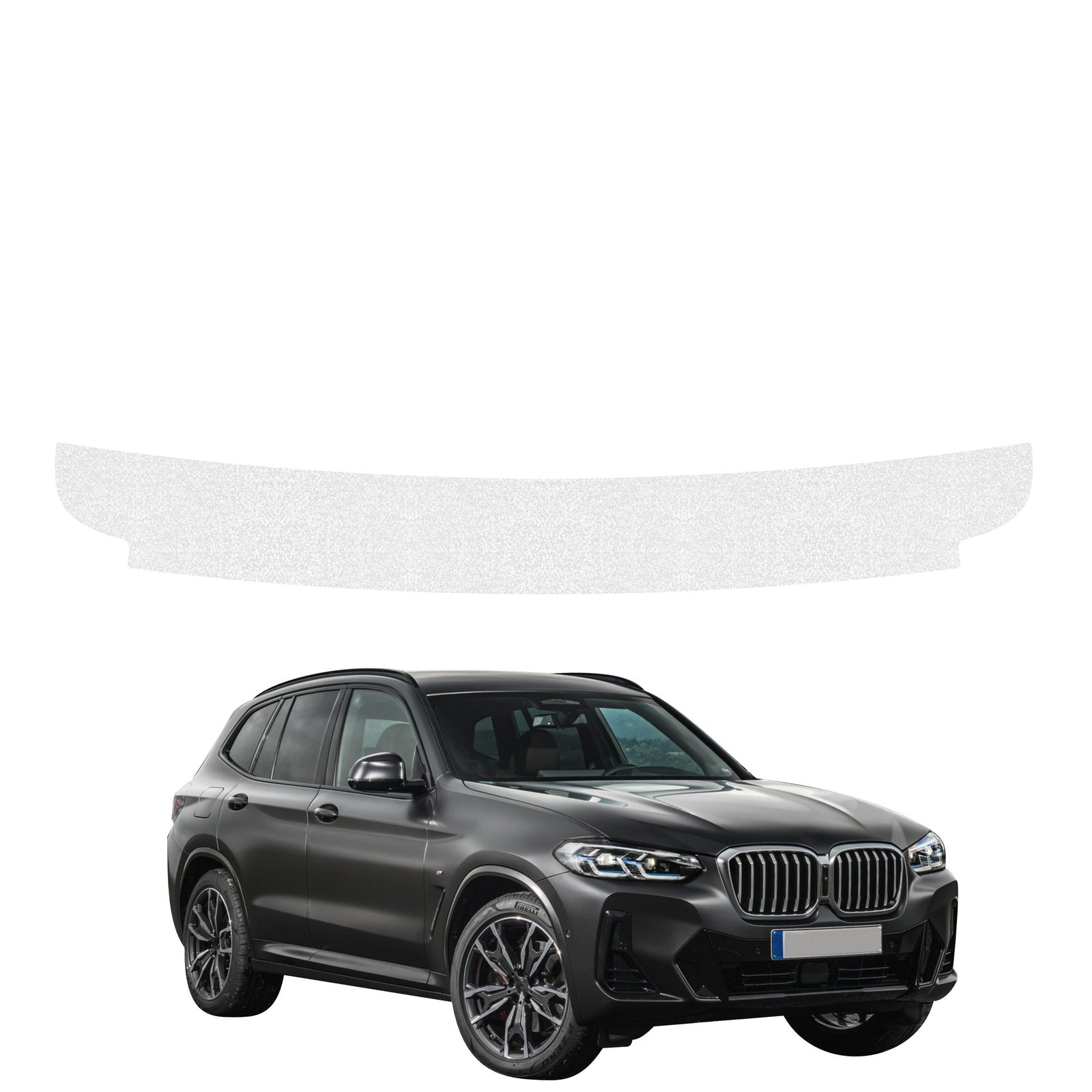 Bespalvė techninė apsauginė danga bagažinės slenksčiui BMW X3 (2021-2024) GRIZZ HeavyDuty Clear