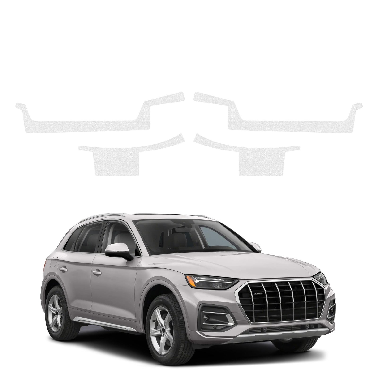 Komplektas 4w1 Bespalvė techninė apsauginė danga slenksčiams Audi Q5 (2020-2025) GRIZZ HeavyDuty Clear