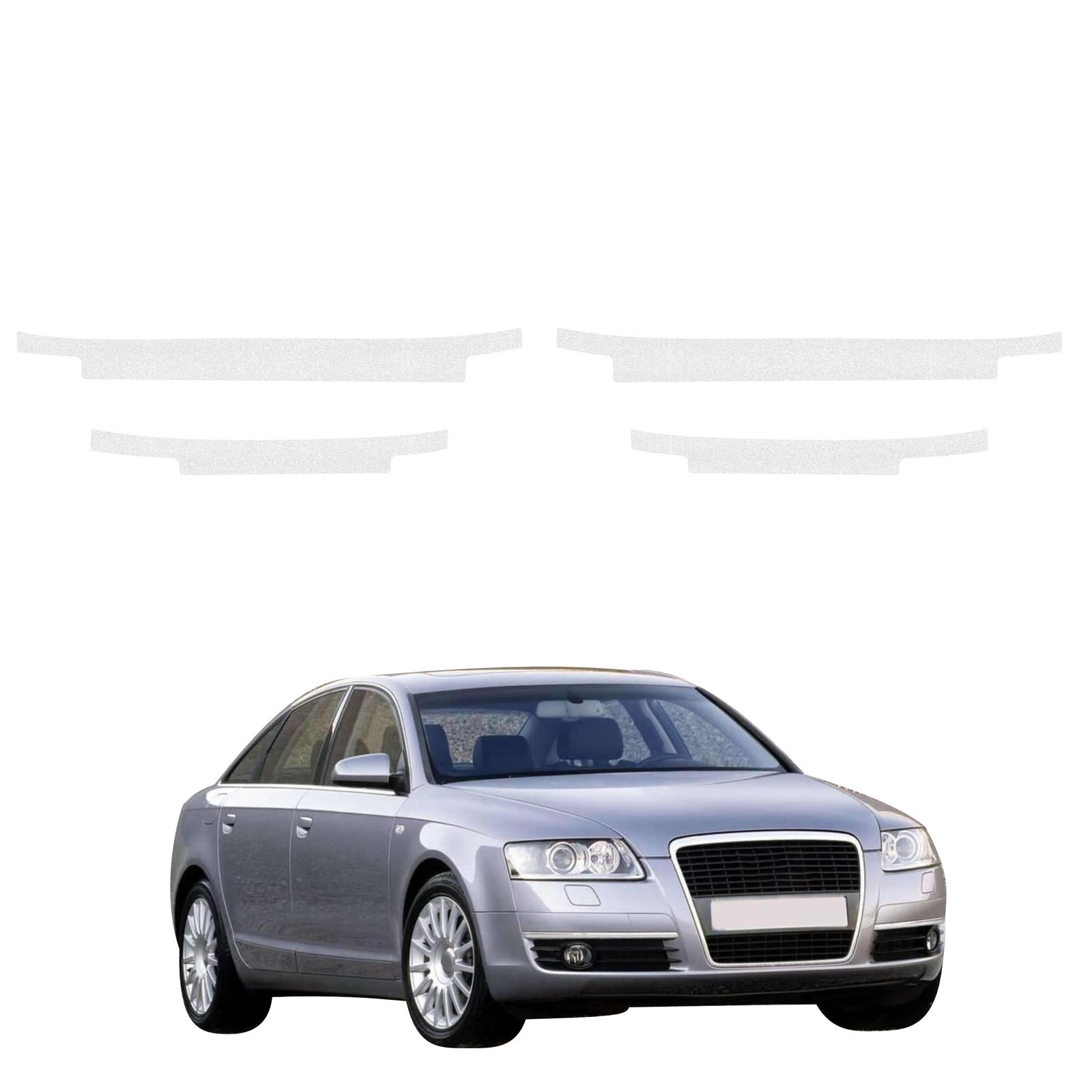 Komplektas 4w1 Bespalvė techninė apsauginė danga slenksčiams Audi A6 C6 Sedan 4D (2004-2008) GRIZZ HeavyDuty Clear