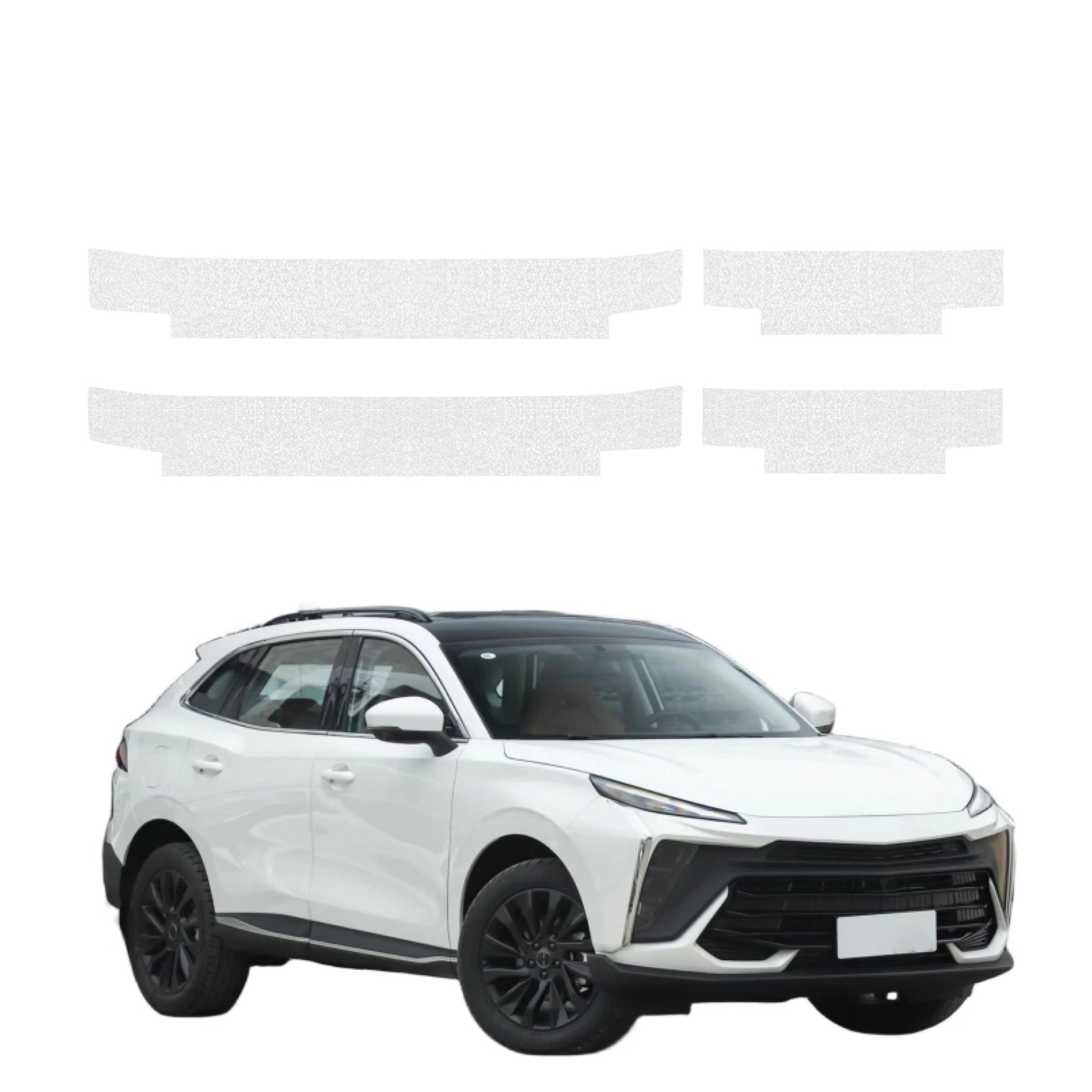 Komplektas 4w1 Bespalvė techninė apsauginė danga slenksčiams Forthing T5 Evo (2024-2026) GRIZZ HeavyDuty Clear