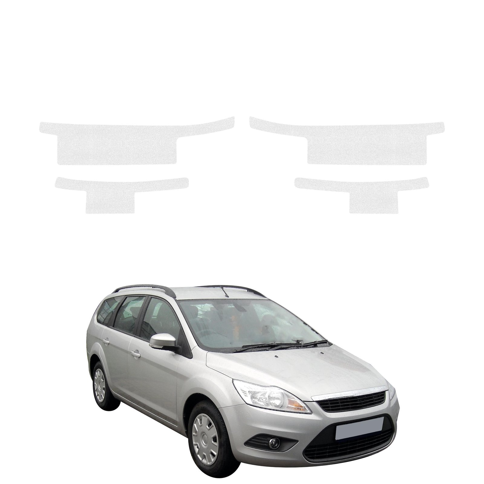 Komplektas 4w1 Bespalvė techninė apsauginė danga slenksčiams Ford Focus Mk2 universalas Facelifting (2007-2011) GRIZZ HeavyDuty Clear