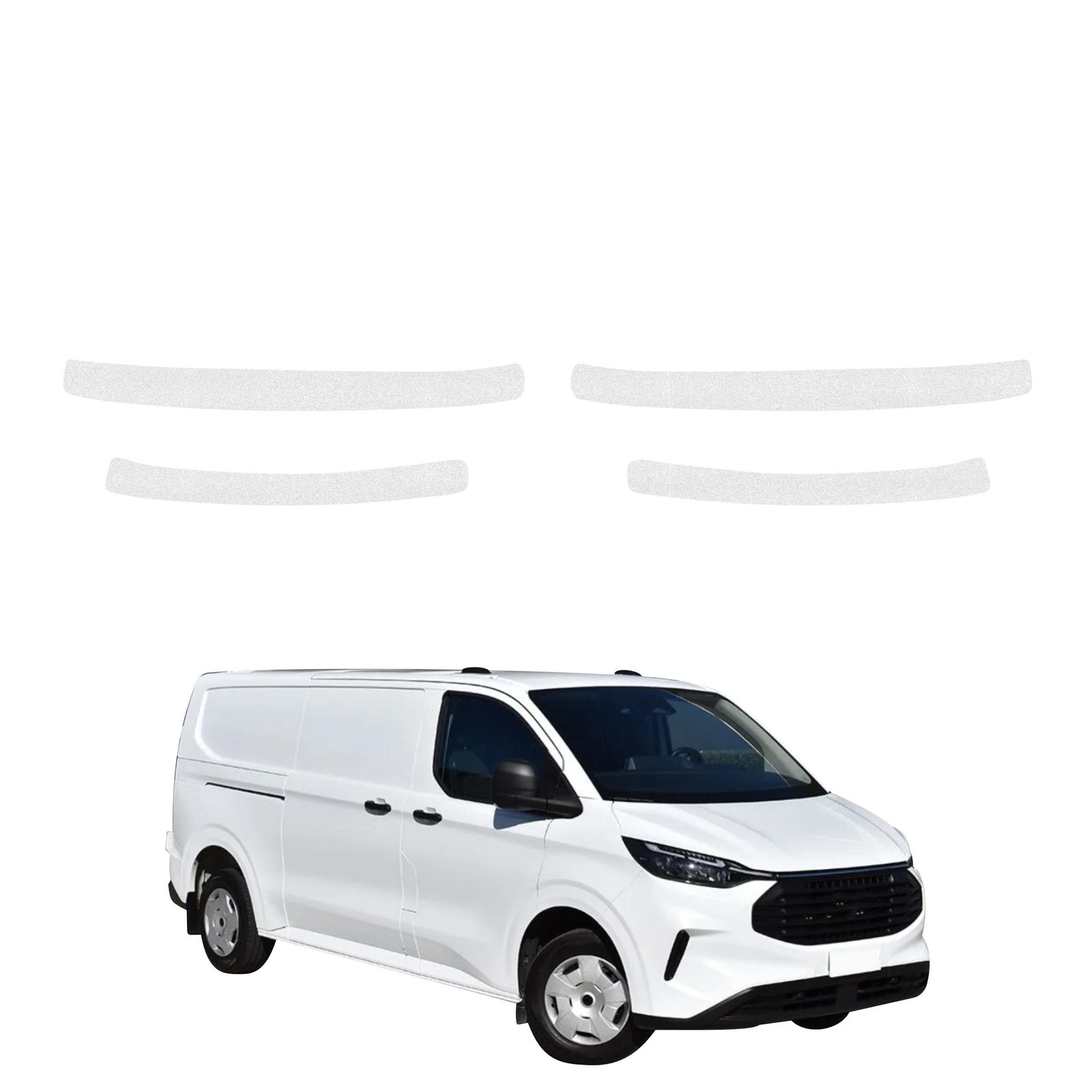 Komplektas 4w1 Bespalvė techninė apsauginė danga slenksčiams Ford Custom (2023-2026) GRIZZ HeavyDuty Clear