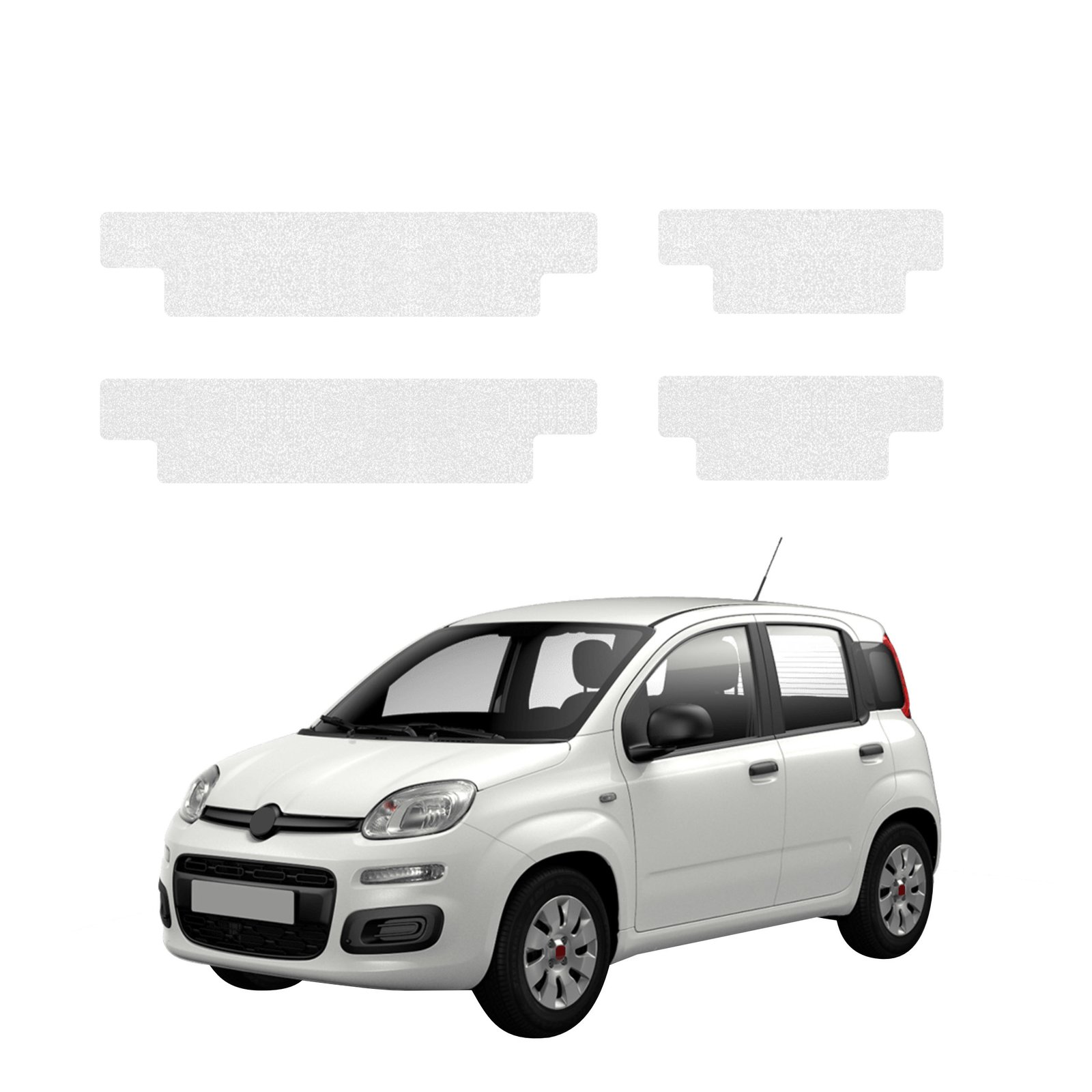 Komplektas 4w1 Bespalvė techninė apsauginė danga slenksčiams Fiat Panda (2020-2026) GRIZZ HeavyDuty Clear