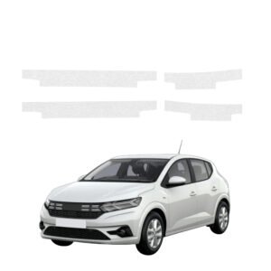 Komplektas 4w1 Bespalvė techninė apsauginė danga slenksčiams Dacia Sandero (2020-2026) GRIZZ HeavyDuty Clear