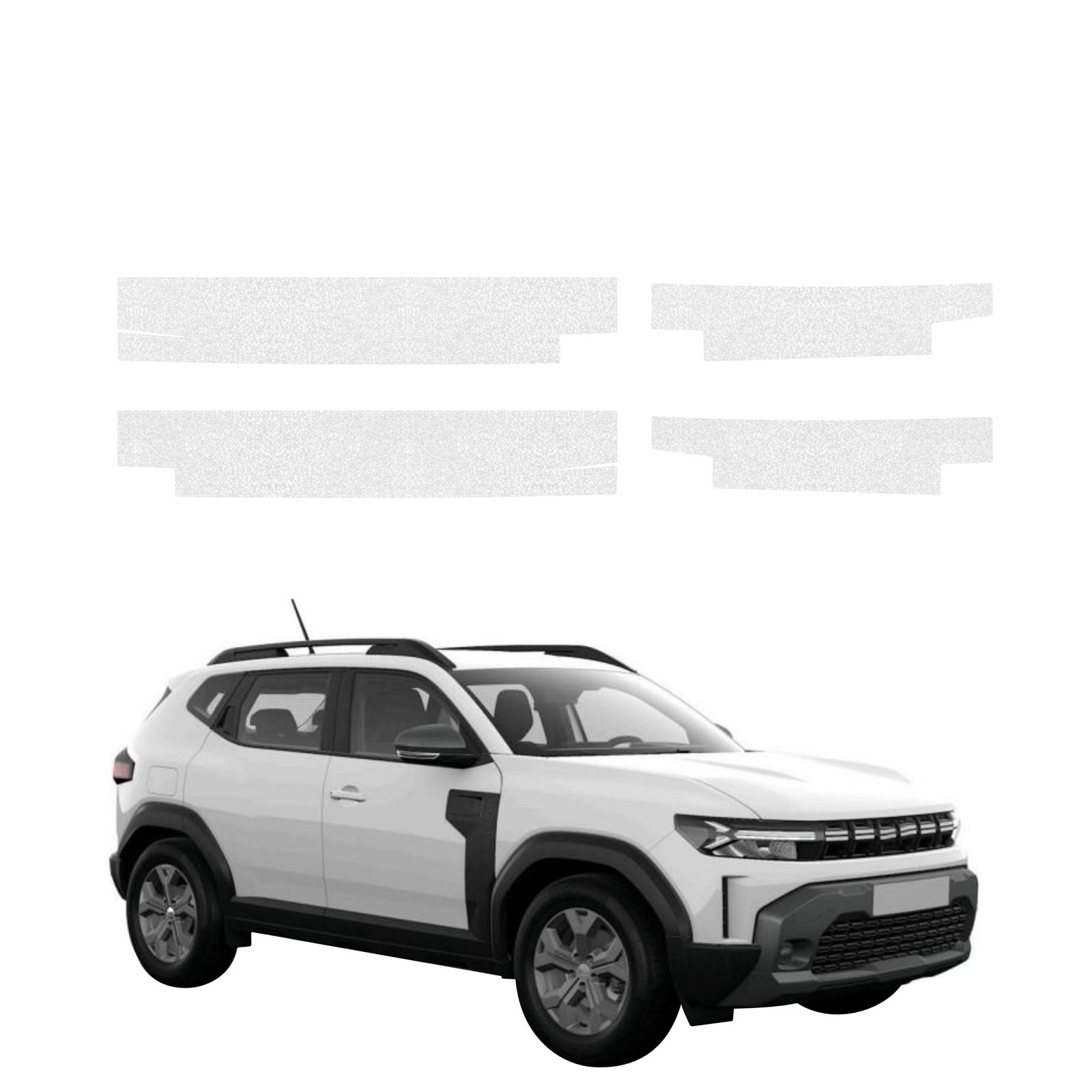 Komplektas 4w1 Bespalvė techninė apsauginė danga slenksčiams Dacia Duster (2024-2026) GRIZZ HeavyDuty Clear