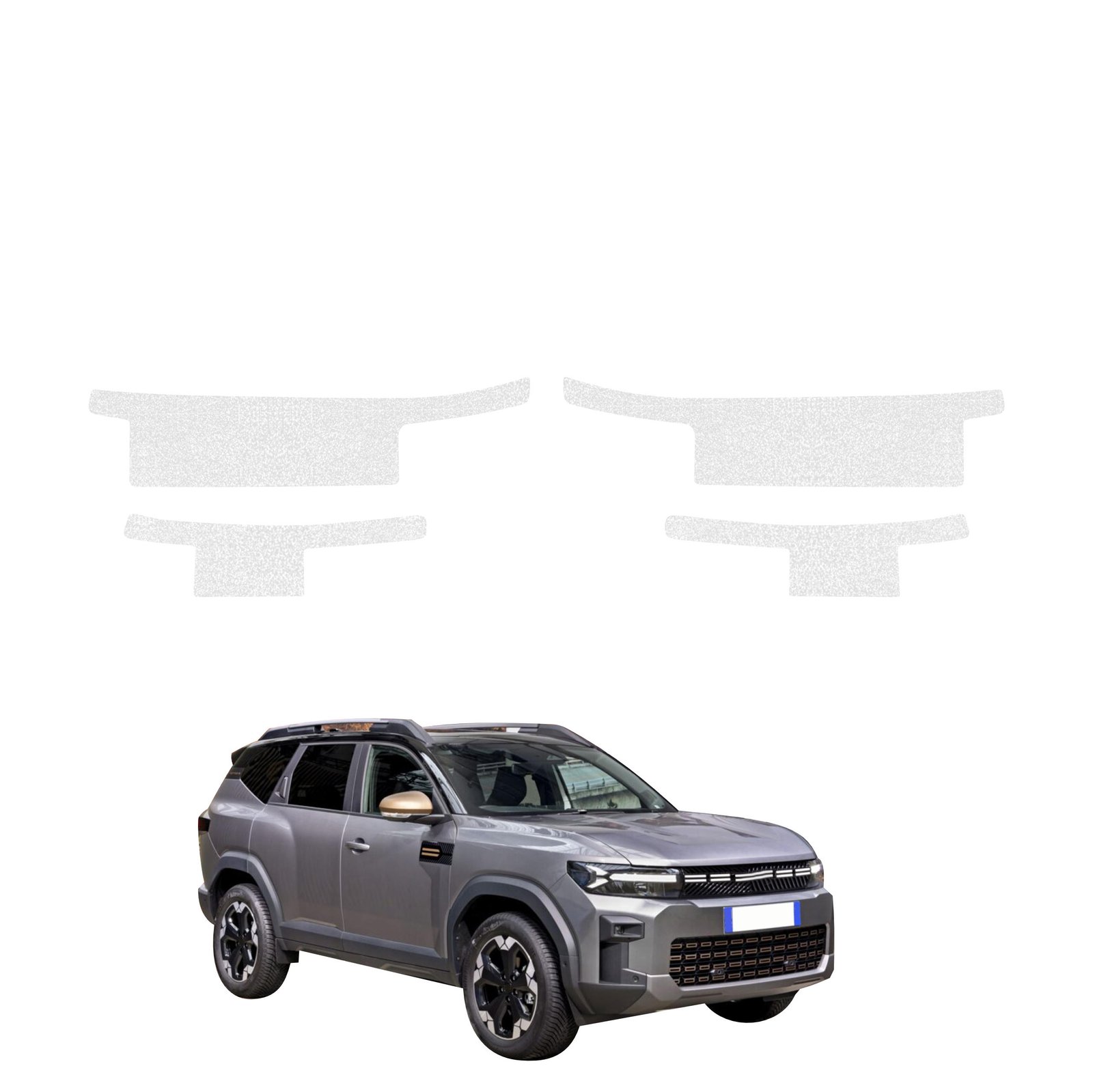 Komplektas 4w1 Bespalvė techninė apsauginė danga slenksčiams Dacia Bigster (2025-2026) GRIZZ HeavyDuty Clear