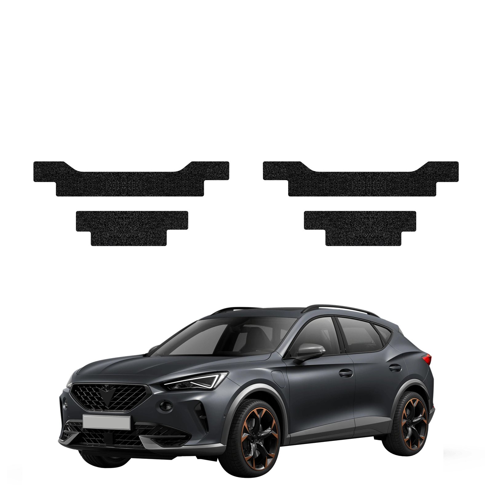 Komplektas 4w1 Juoda techninė apsauginė danga slenksčiams Cupra Formentor (2020-2024) GRIZZ HeavyDuty Black