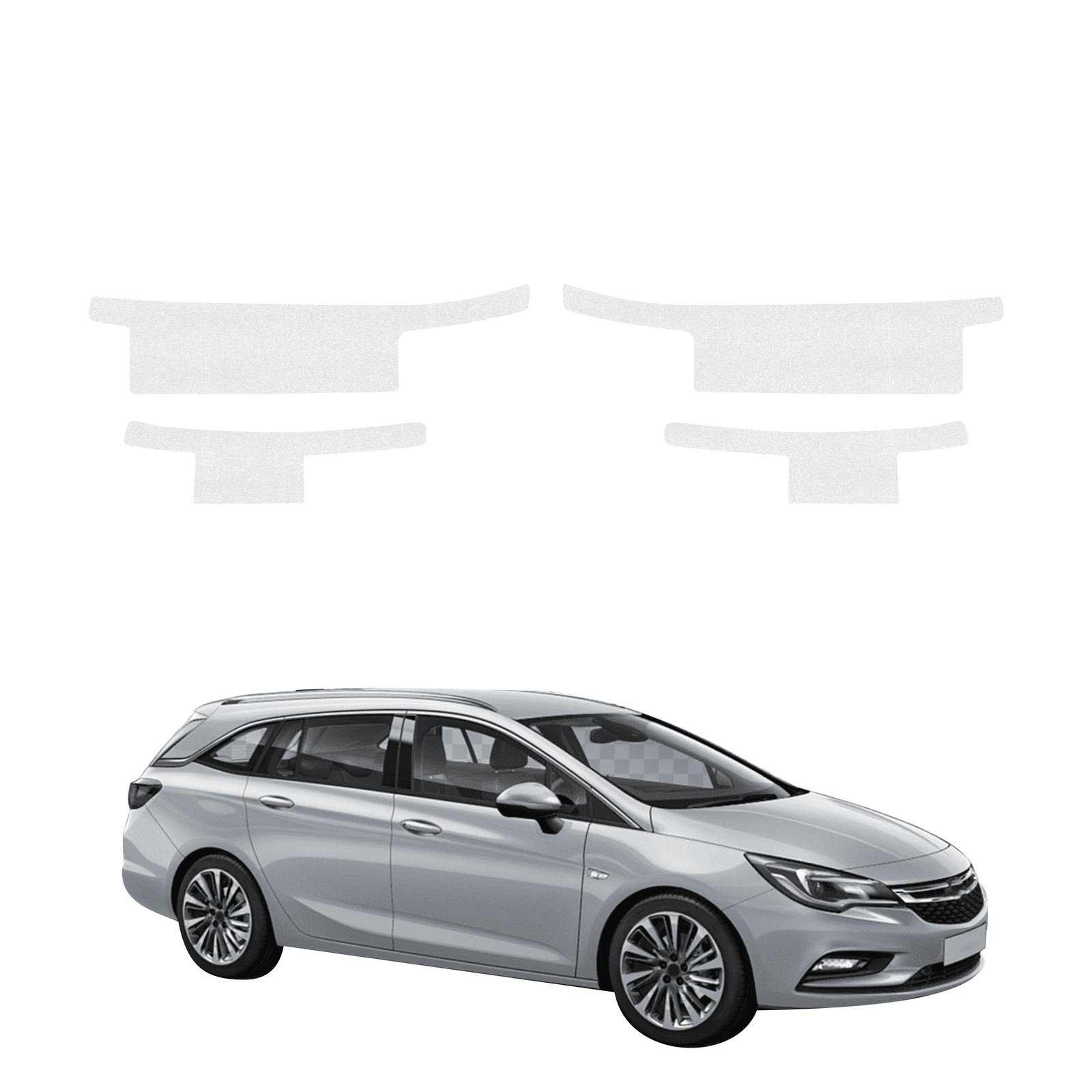 Komplektas 4w1 Bespalvė techninė apsauginė danga slenksčiams Opel Astra J universalas 5D (2012-2015) GRIZZ HeavyDuty Clear