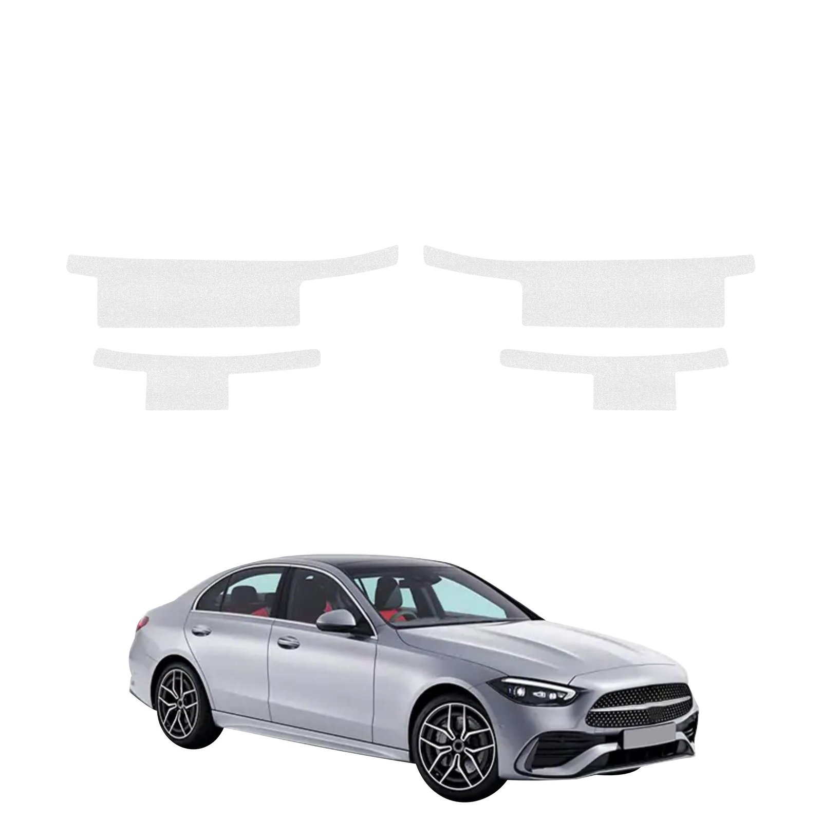 Komplektas 4w1 Bespalvė techninė apsauginė danga slenksčiams Mercedes C Klasa (2021-2026) GRIZZ HeavyDuty Clear