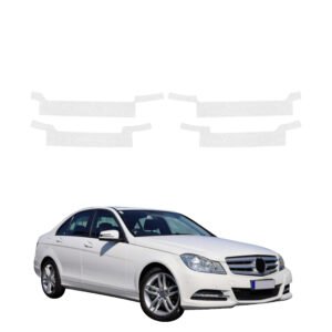 Komplektas 4w1 Bespalvė techninė apsauginė danga slenksčiams Mercedes Benz C Klasa W204 Sedan Facelifting (2011-2014) GRIZZ HeavyDuty Clear