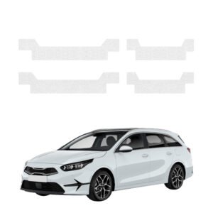 Komplektas 4w1 Bespalvė techninė apsauginė danga slenksčiams Kia Ceed SW universalas (2021-2025) GRIZZ HeavyDuty Clear