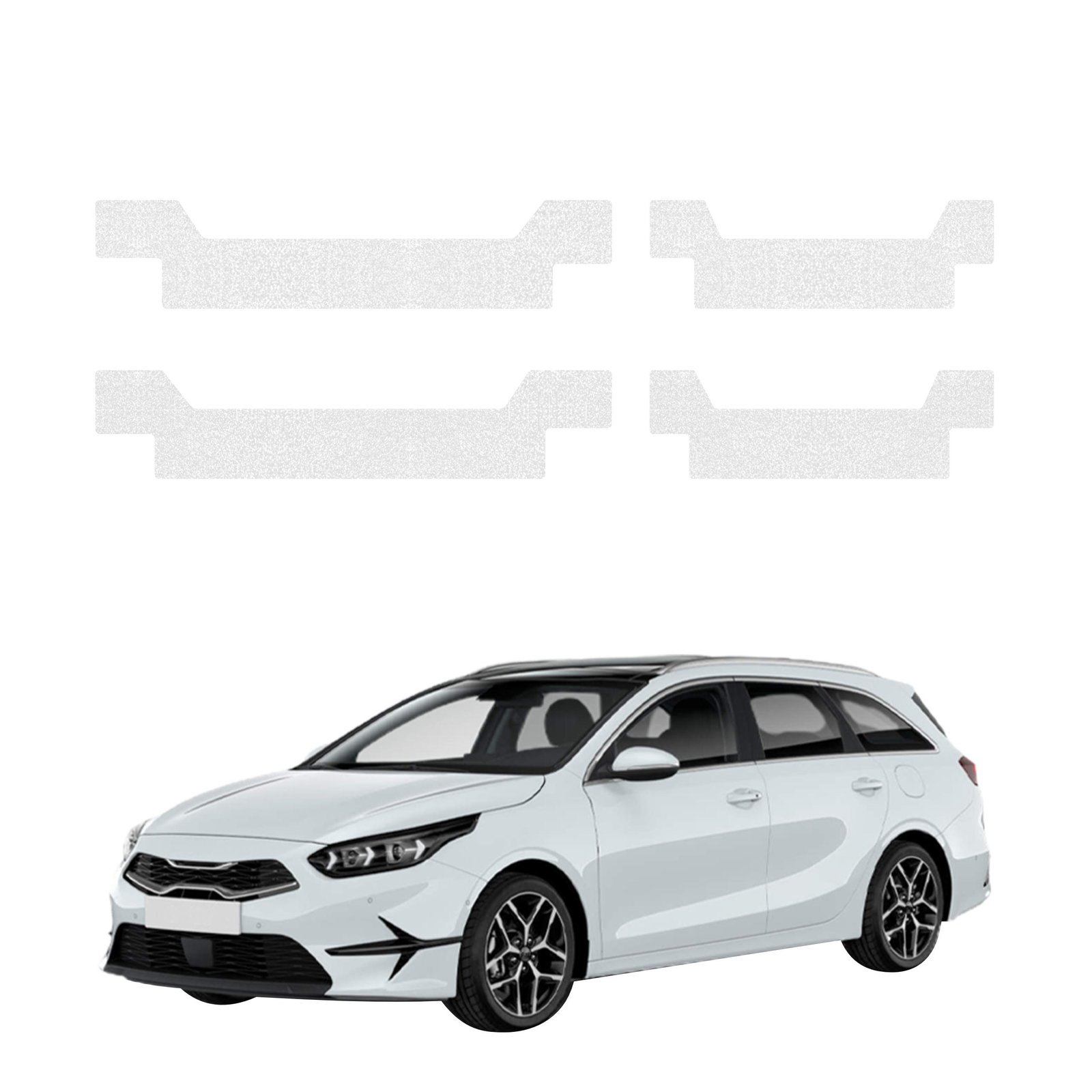 Komplektas 4w1 Bespalvė techninė apsauginė danga slenksčiams Kia Ceed SW universalas (2021-2025) GRIZZ HeavyDuty Clear