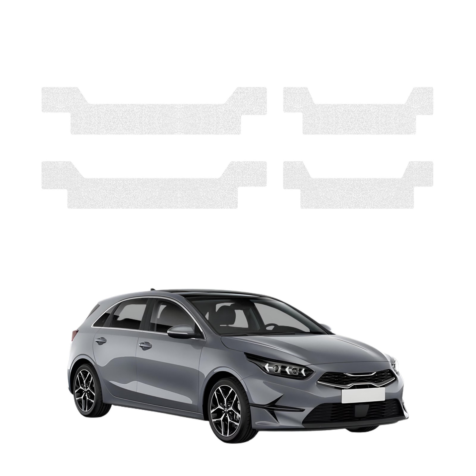 Komplektas 4w1 Bespalvė techninė apsauginė danga slenksčiams Kia Ceed hečbekas (2021-2025) GRIZZ HeavyDuty Clear