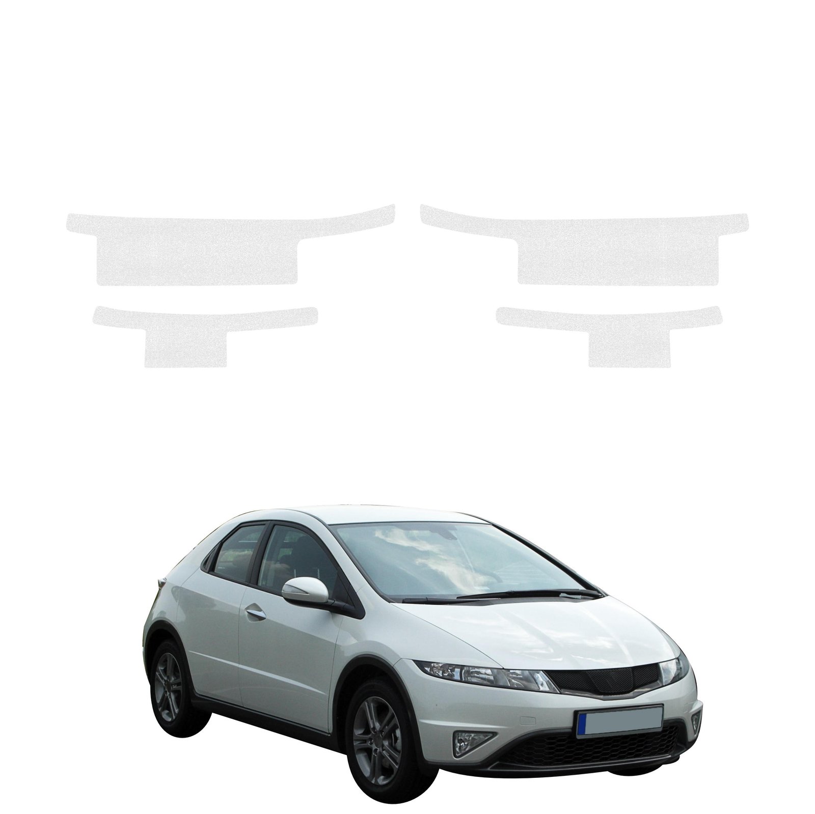 Komplektas 4w1 Bespalvė techninė apsauginė danga slenksčiams Honda Civic 8 hečbekas 5D (2009-2011) GRIZZ HeavyDuty Clear