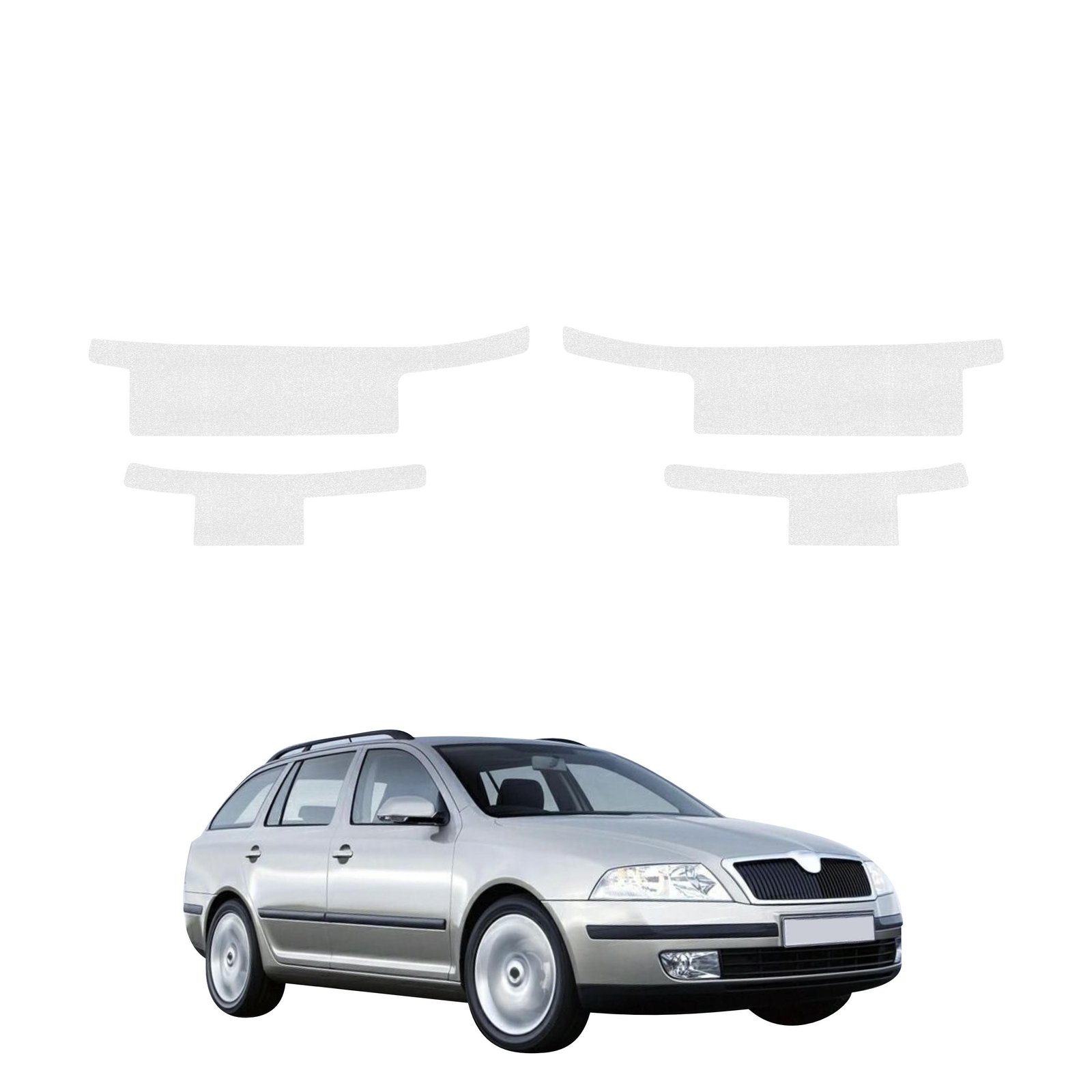 Komplektas 4w1 Bespalvė techninė apsauginė danga slenksčiams Skoda Octavia 2 universalas (2004-2008) GRIZZ HeavyDuty Clear