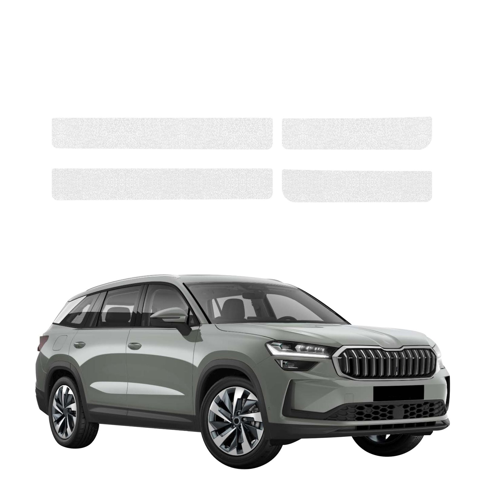 Komplektas 4w1 Bespalvė techninė apsauginė danga slenksčiams Skoda Kodiaq 2 (2024-2026) GRIZZ HeavyDuty Clear