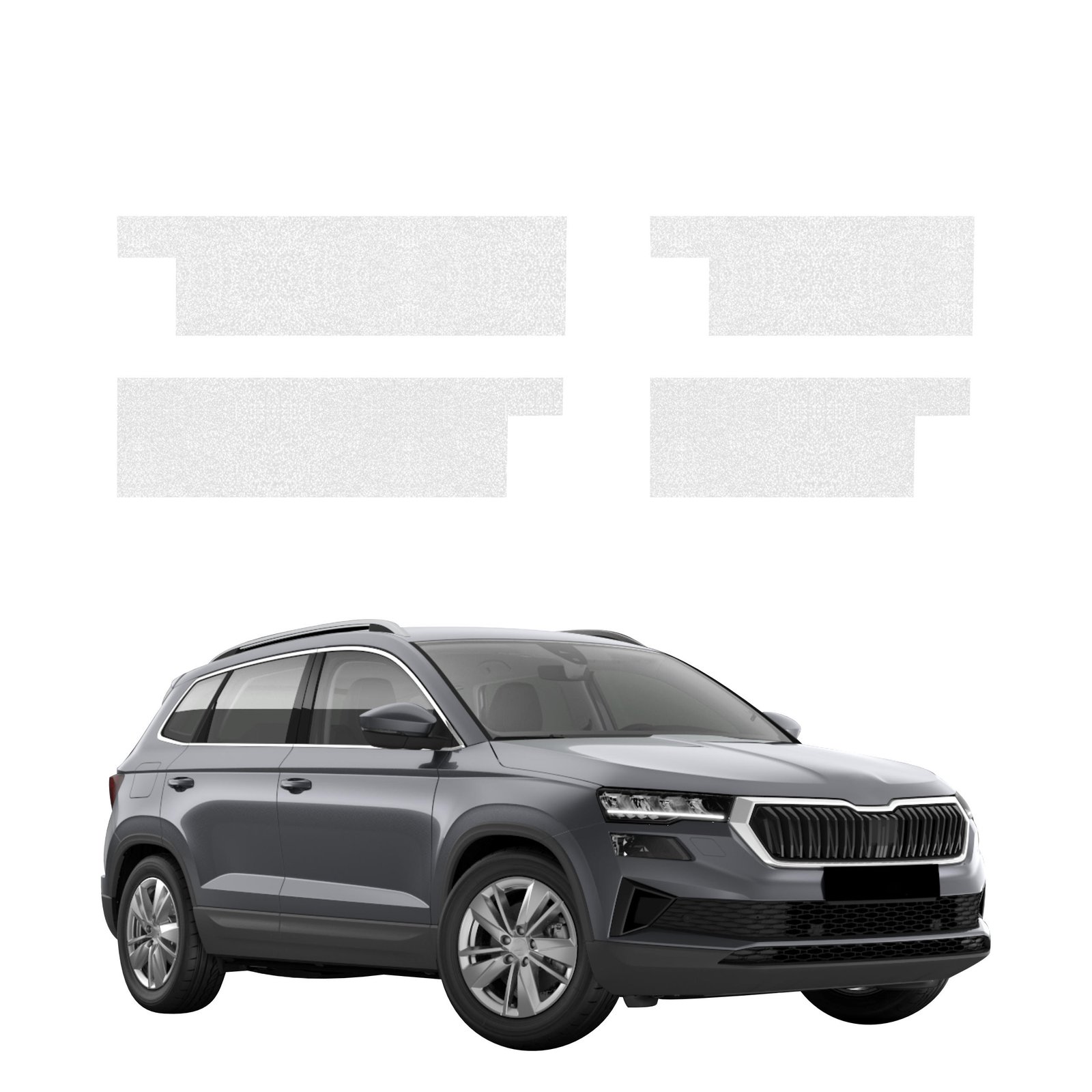Komplektas 4w1 Bespalvė techninė apsauginė danga slenksčiams Skoda Karoq Facelift (2022-2026) GRIZZ HeavyDuty Clear