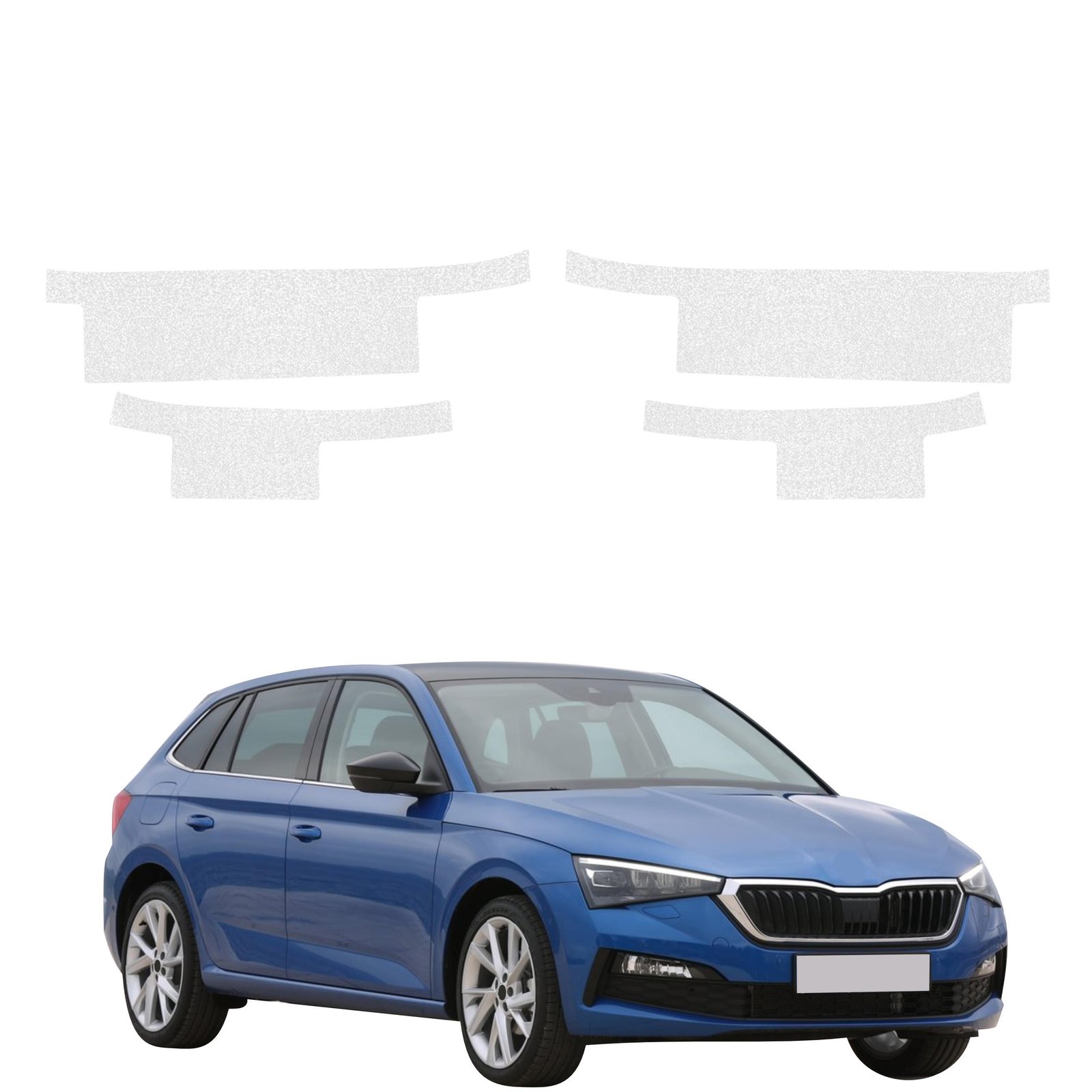 Komplektas 4w1 Bespalvė techninė apsauginė danga slenksčiams Skoda Scala (2019-2023) GRIZZ HeavyDuty Clear