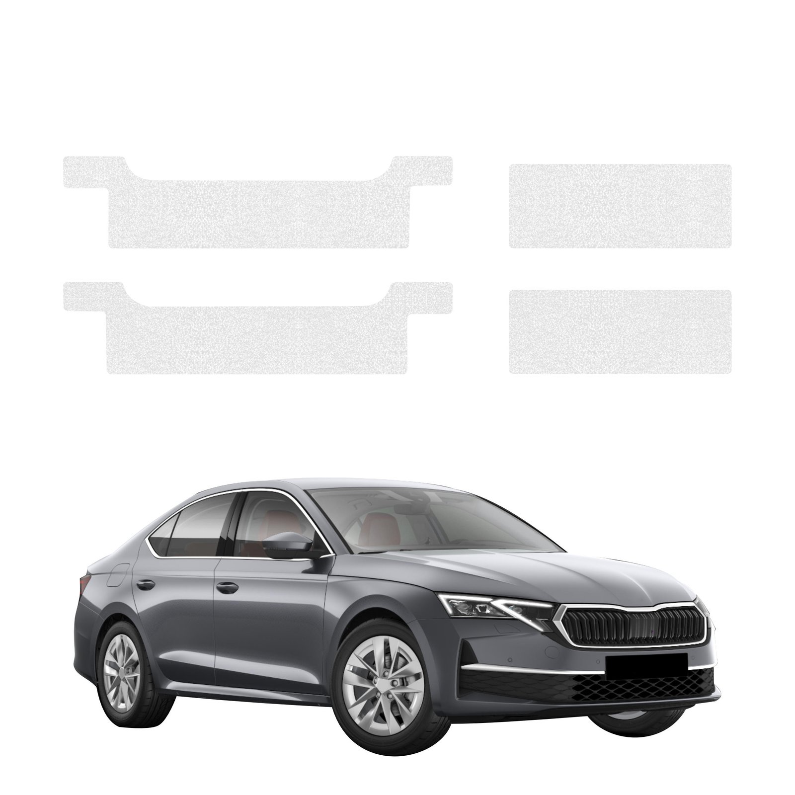 Komplektas 4w1 Bespalvė techninė apsauginė danga slenksčiams Skoda Octavia 4 hečbekas Facelifting (2024-2026) GRIZZ HeavyDuty Clear