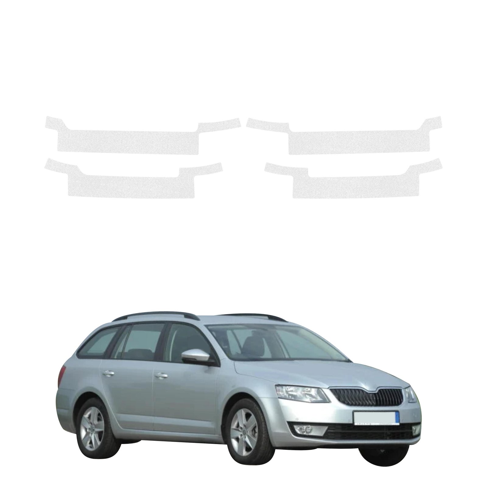 Komplektas 4w1 Bespalvė techninė apsauginė danga slenksčiams Skoda Octavia 3 universalas 5D (2017-2020) GRIZZ HeavyDuty Clear