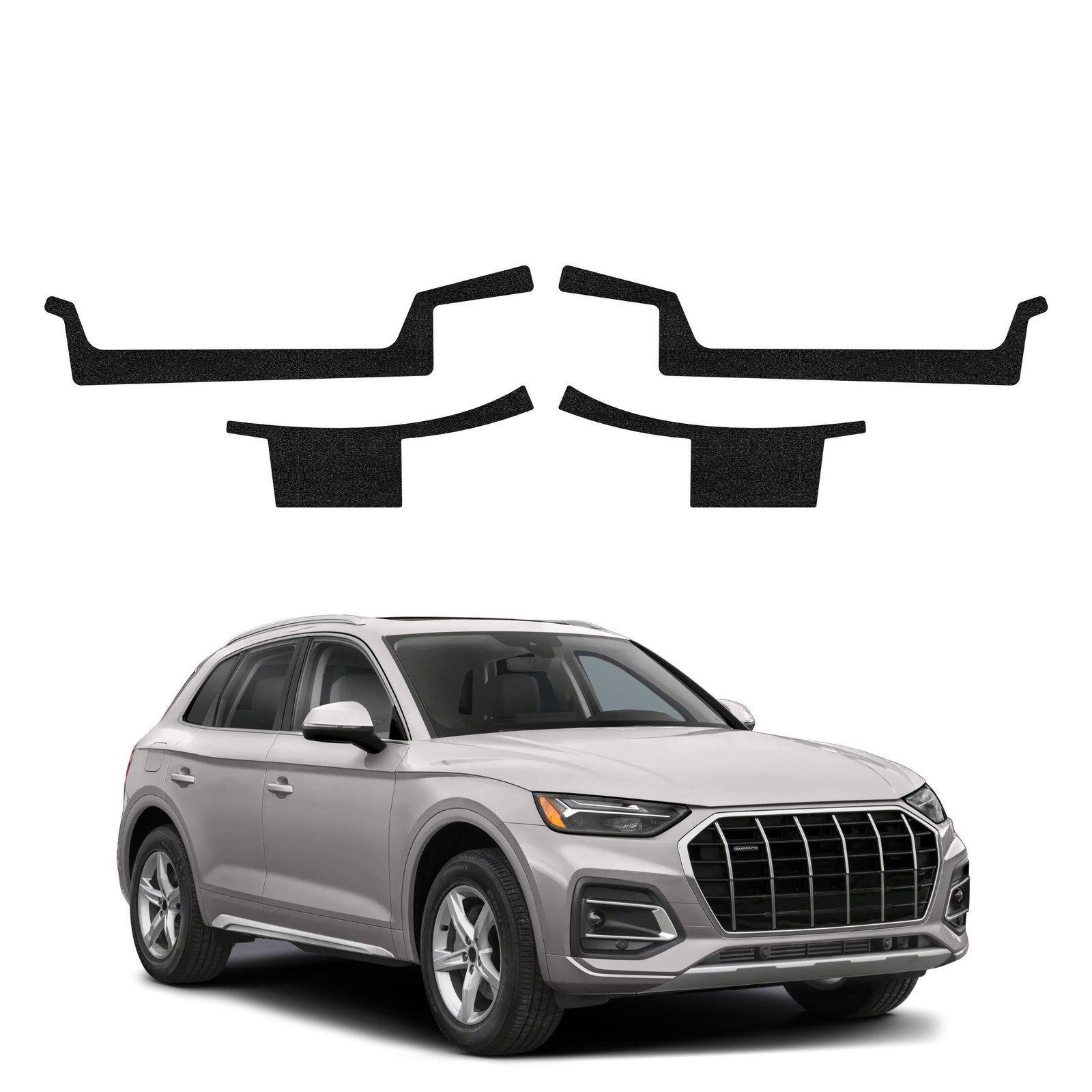Komplektas 4w1 Juoda techninė apsauginė danga slenksčiams Audi Q5 (2020-2025) GRIZZ HeavyDuty Black