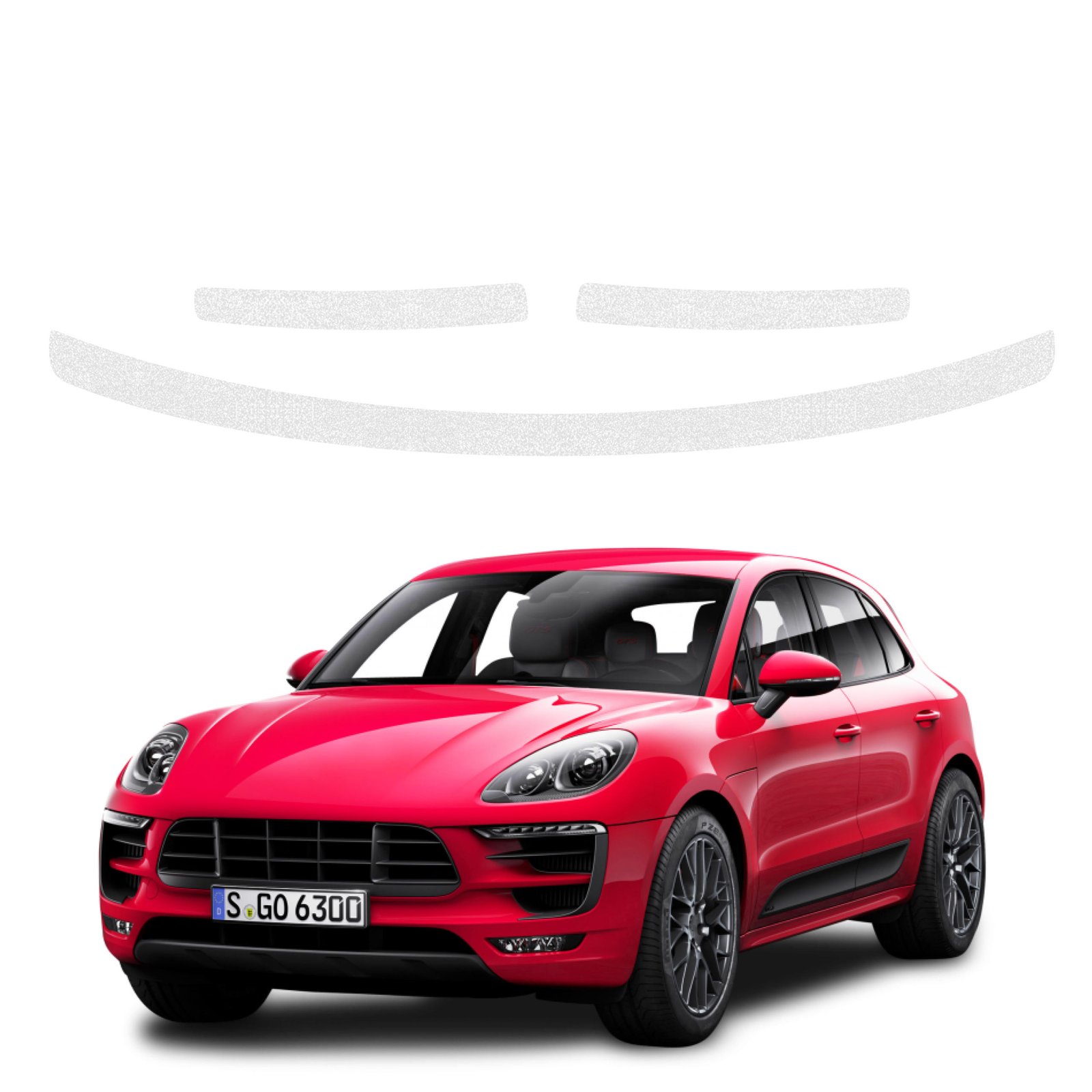 Komplektas 3w1 Bespalvė techninė apsauginė danga bagažinės slenksčiui Porsche Macan GTS (2021-2024) GRIZZ HeavyDuty Clear