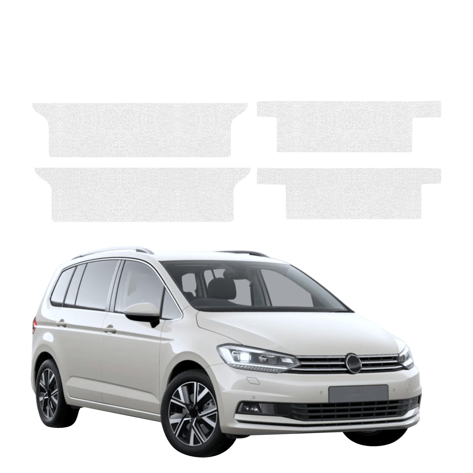 Komplektas 4w1 Bespalvė techninė apsauginė danga slenksčiams Volkswagen Touran (2024-2026) GRIZZ HeavyDuty Clear