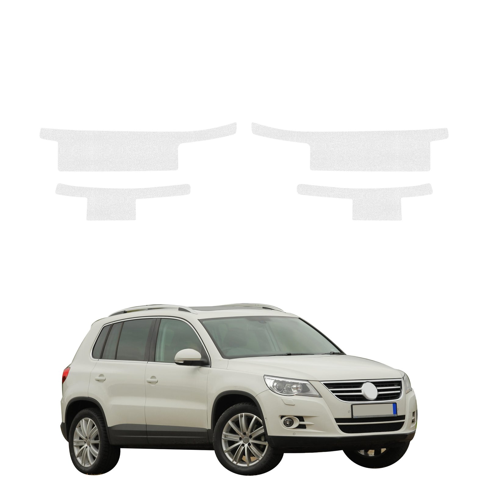 Komplektas 4w1 Bespalvė techninė apsauginė danga slenksčiams Volkswagen Tiguan 5D (2007-2011) GRIZZ HeavyDuty Clear