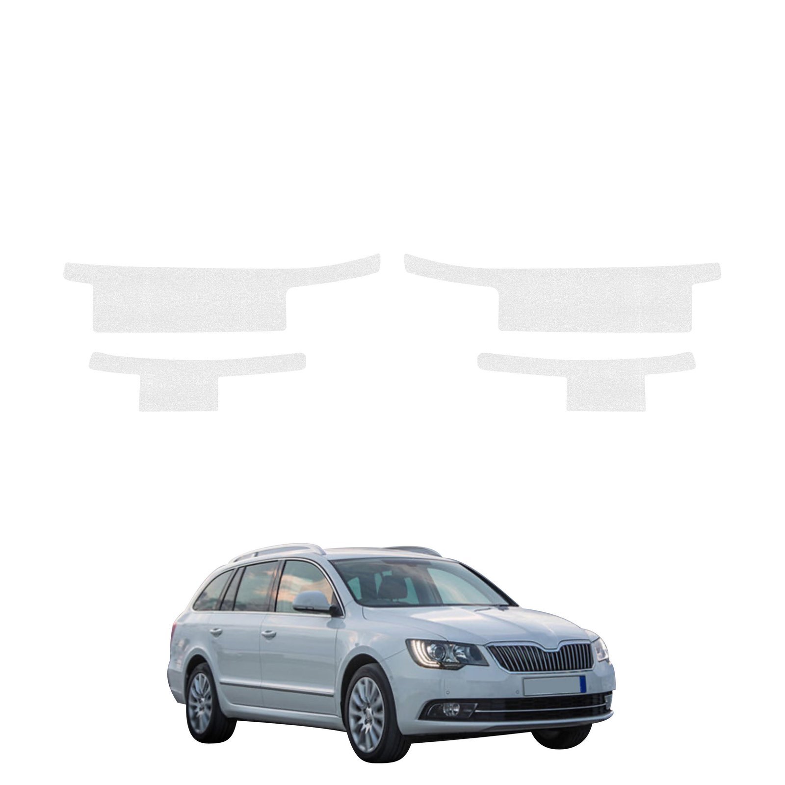 Komplektas 4w1 Bespalvė techninė apsauginė danga slenksčiams Skoda Superb 2 universalas Facelifting (2013-2015) GRIZZ HeavyDuty Clear