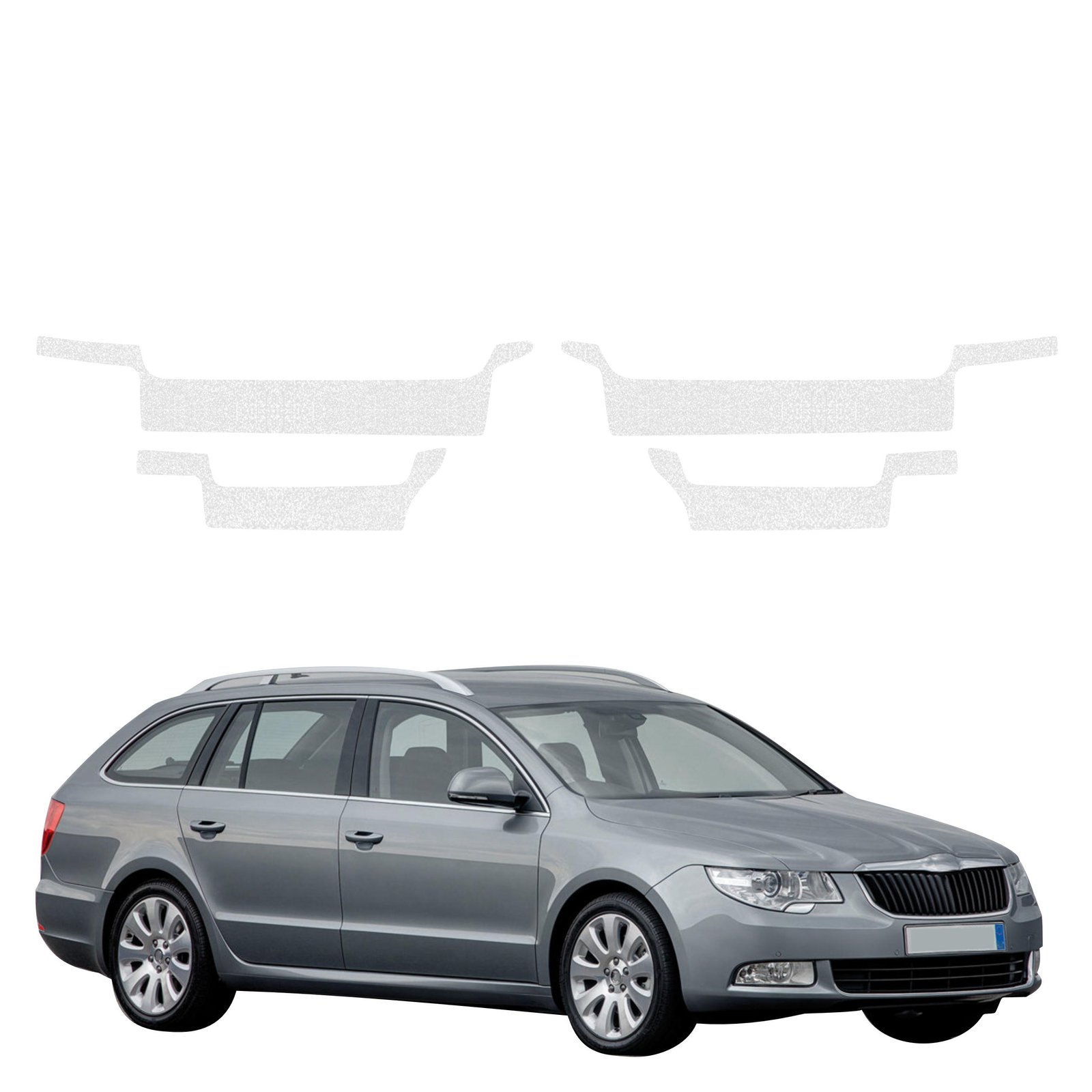 Komplektas 4w1 Bespalvė techninė apsauginė danga slenksčiams Skoda Superb 2 universalas (2009-2013) GRIZZ HeavyDuty Clear