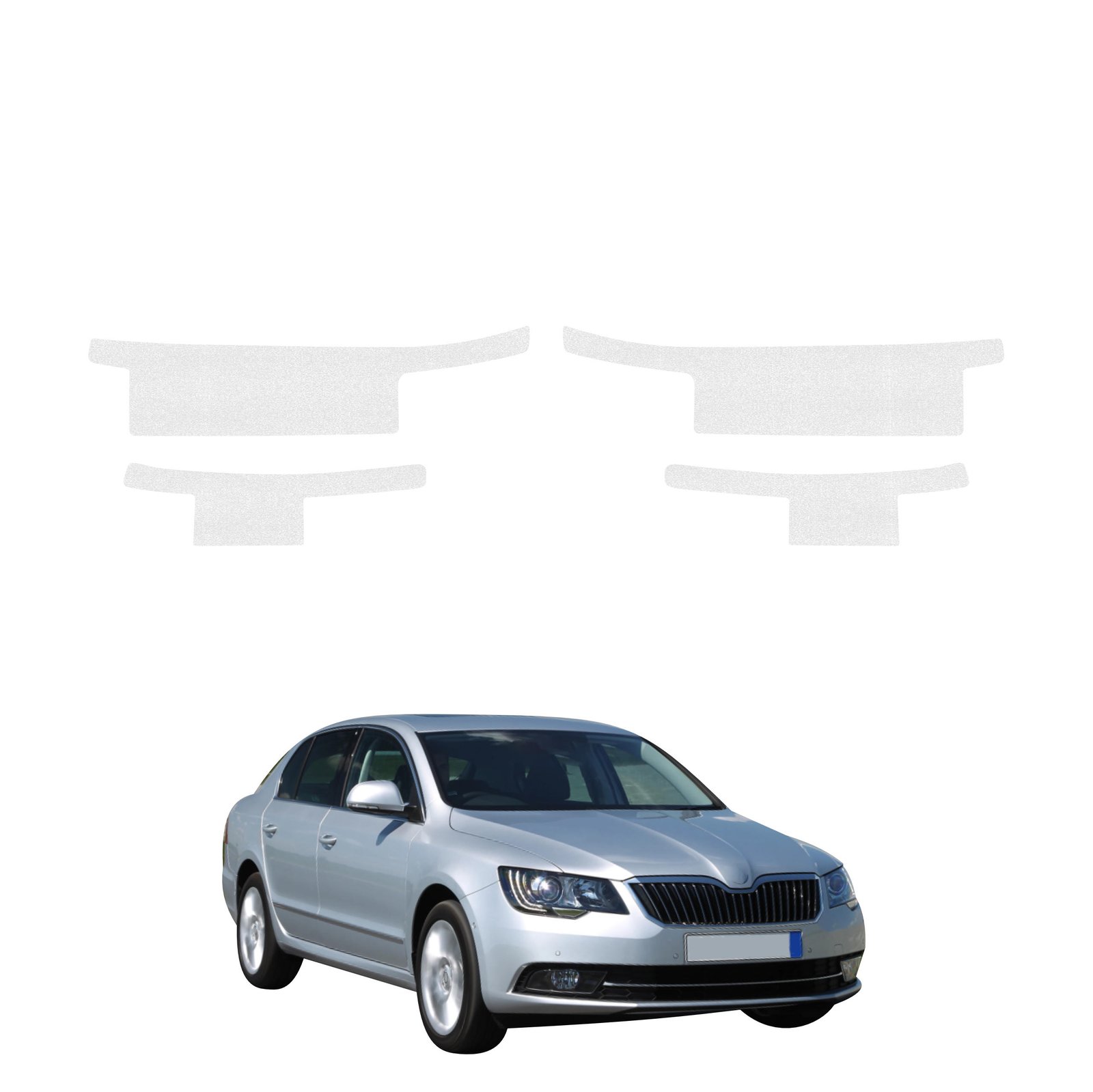 Komplektas 4w1 Bespalvė techninė apsauginė danga slenksčiams Skoda Superb 2 Facelifting (2013-2015) GRIZZ HeavyDuty Clear