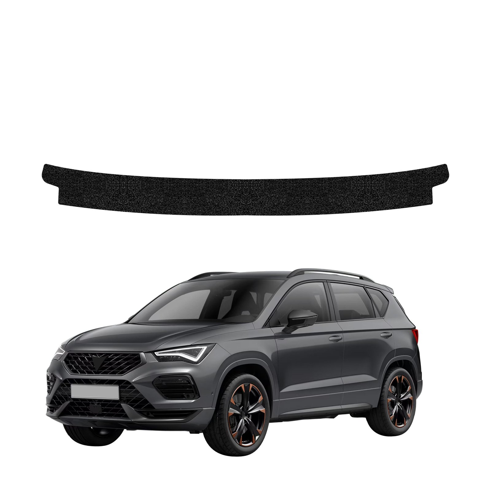 Juoda techninė apsauginė danga bagažinės slenksčiui Cupra Ateca (2020-2026) GRIZZ HeavyDuty Black