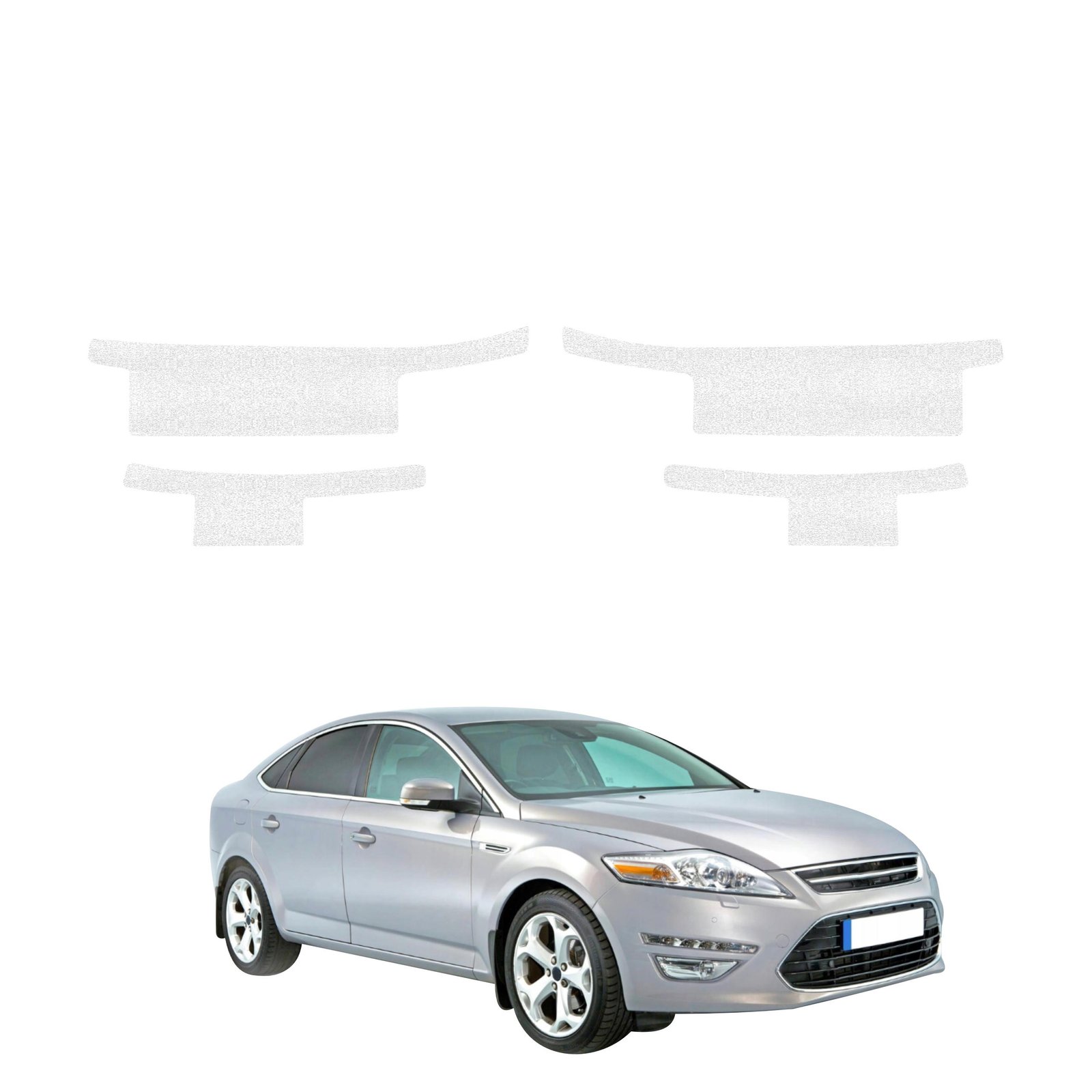 Komplektas 4w1 Balta techninė apsauginė danga slenksčiams Ford Mondeo Mk4 Sedan (2007-2014) GRIZZ HeavyDuty White