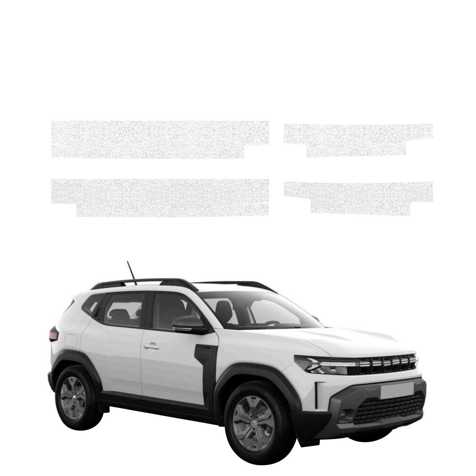 Komplektas 4w1 Balta techninė apsauginė danga slenksčiams Dacia Duster (2024-2026) GRIZZ HeavyDuty White